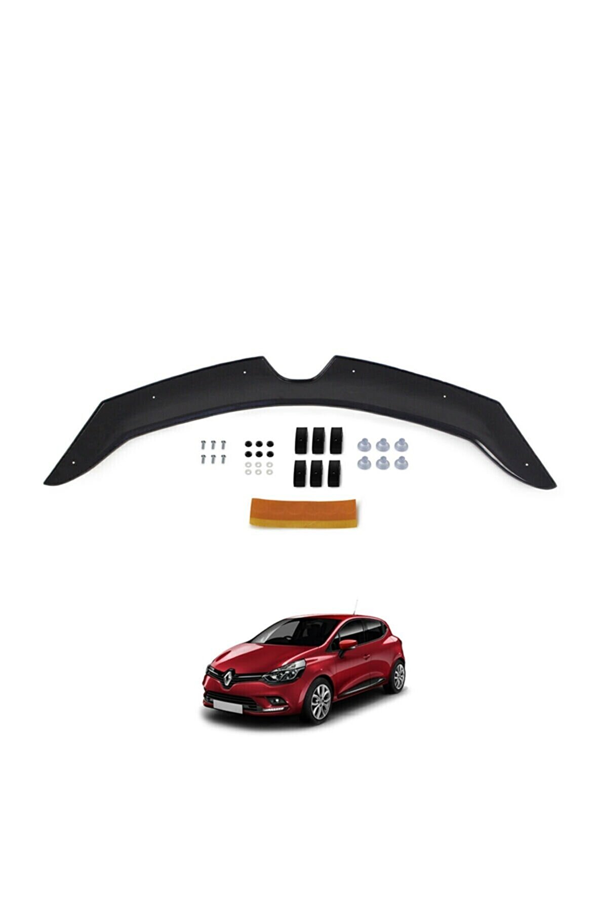 Renault Clio 4 Ön Kaput Koruma Rüzgarlığı 3mm Akrilik (ABS) Parlak Siyah Deflektör 2012-2020