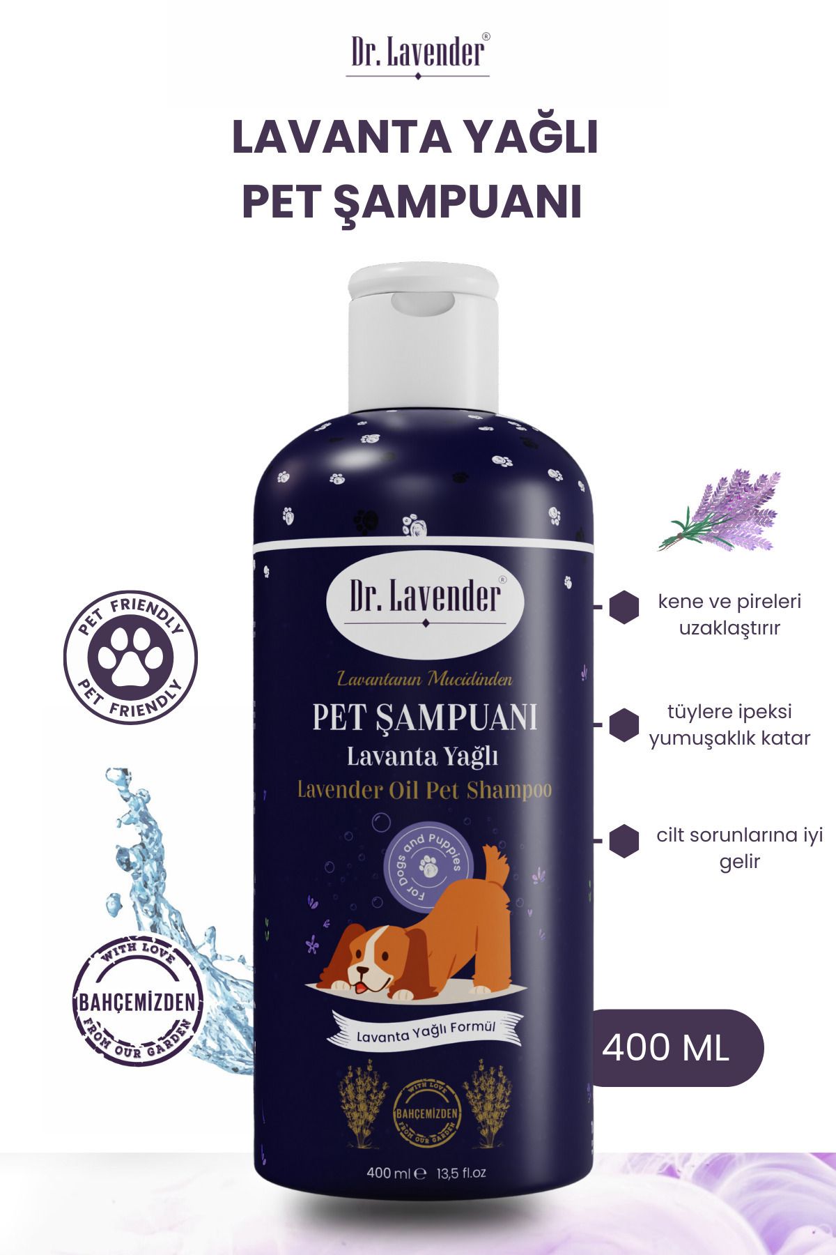 Dr. Lavender Lavanta Yağlı Köpek Şampuanı 400 ml Antiseptik Pet Şampuan