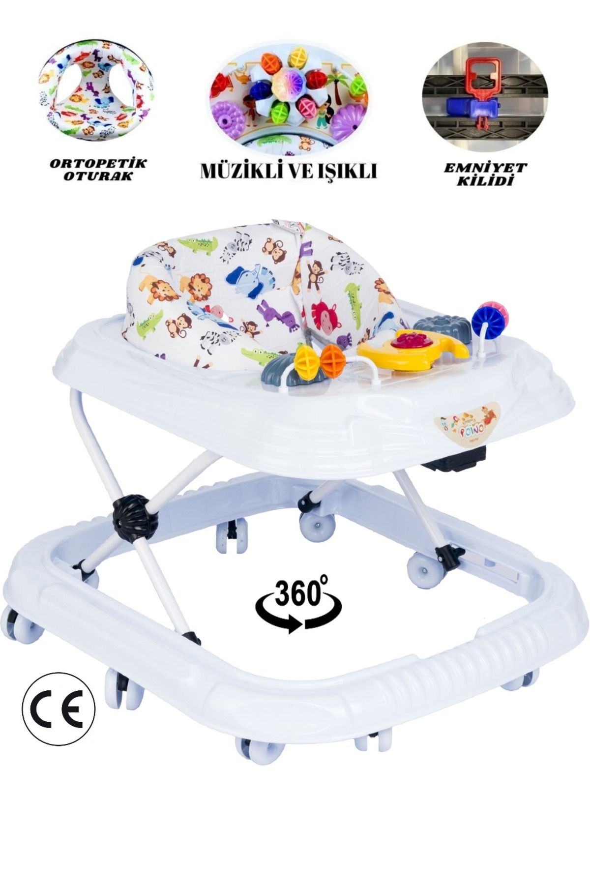 Müzikli Ve Işıklı 3 Kademeli Oyuncaklı Bebek Yürüteci