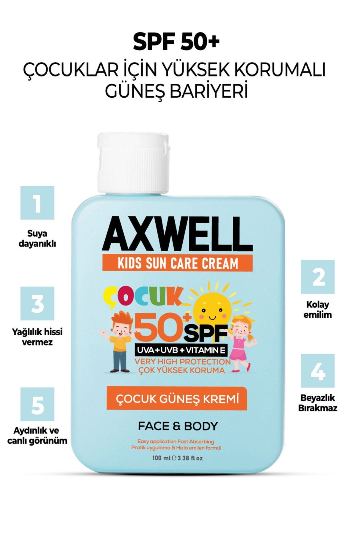 Kids Sun Cream Çocuk Güneş Kremi Çok Yüksek Koruma Spf 50 100ml