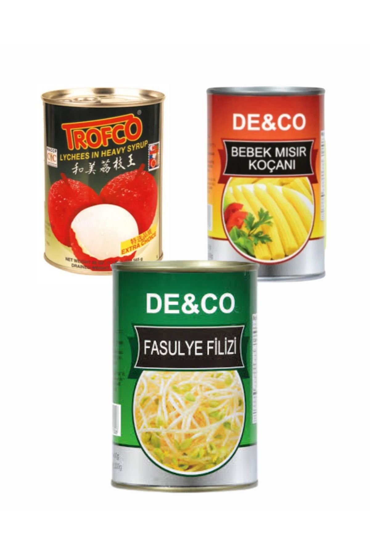 KONSERVE SET (SOYA FİLİZİ, MISIR KOÇANI,KIRMIZI LIÇI MEYVESİ)