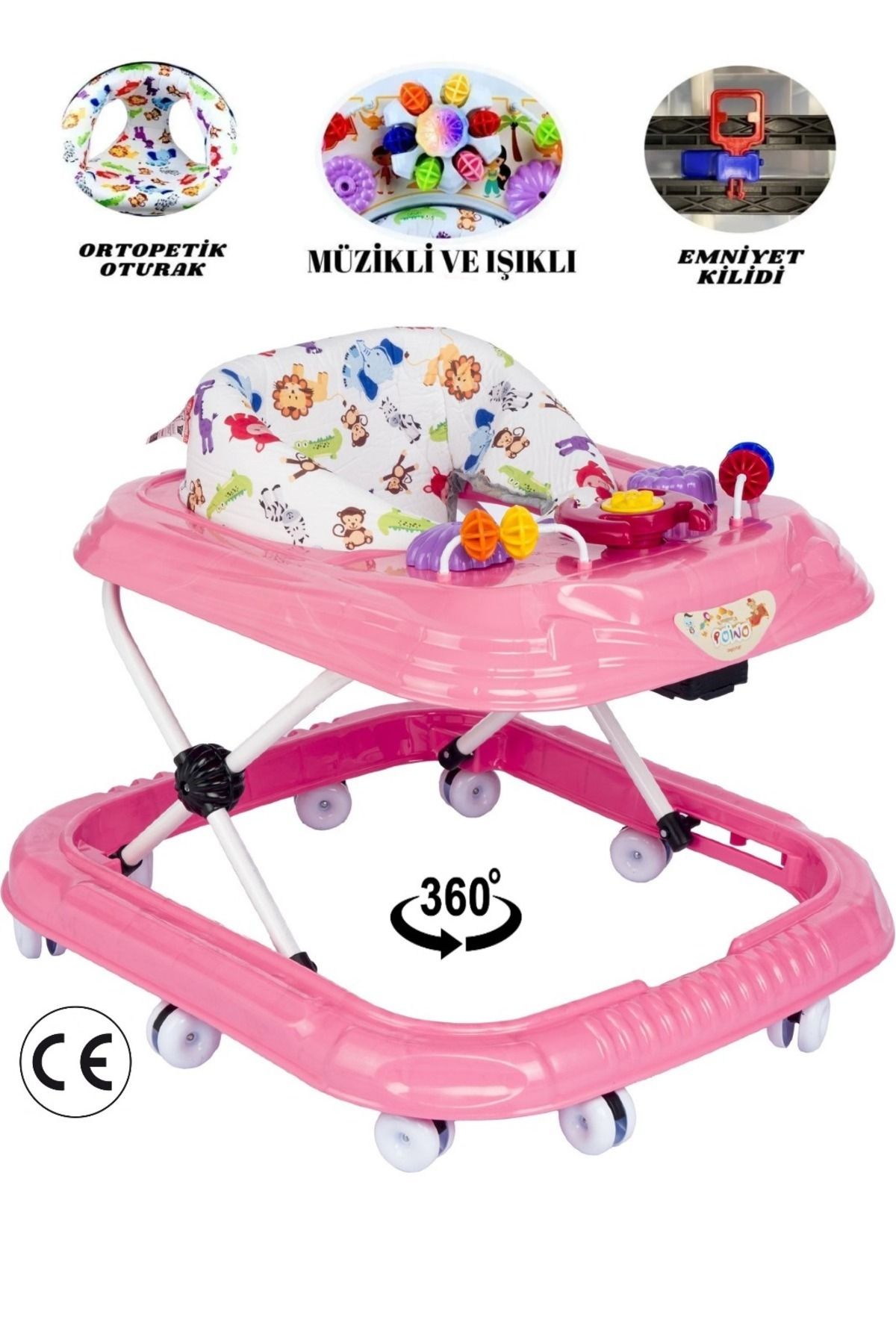 Müzikli Ve Işıklı 3 Kademeli Oyuncaklı Bebek Yürüteci