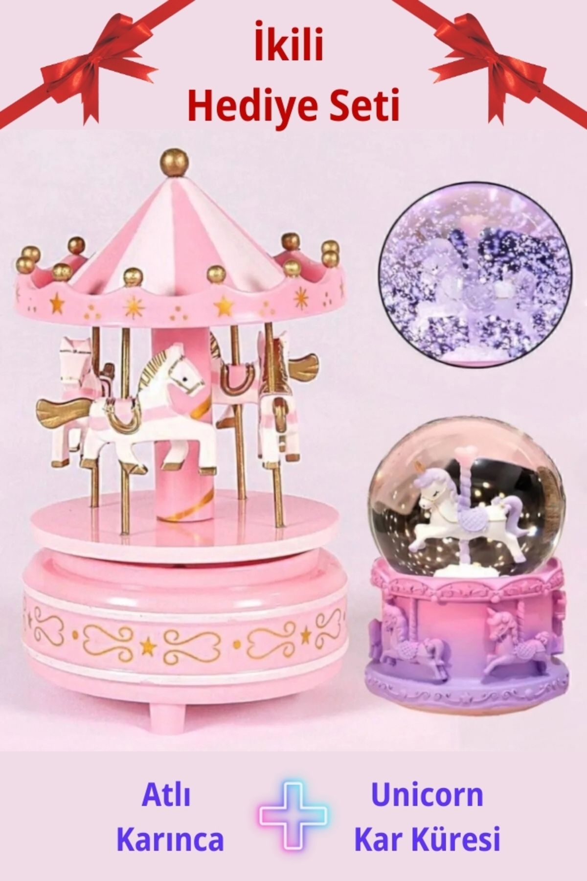 Unicorn Işıklı Orta Boy Kar Küresi Ve Müzikli Atlı Karınca