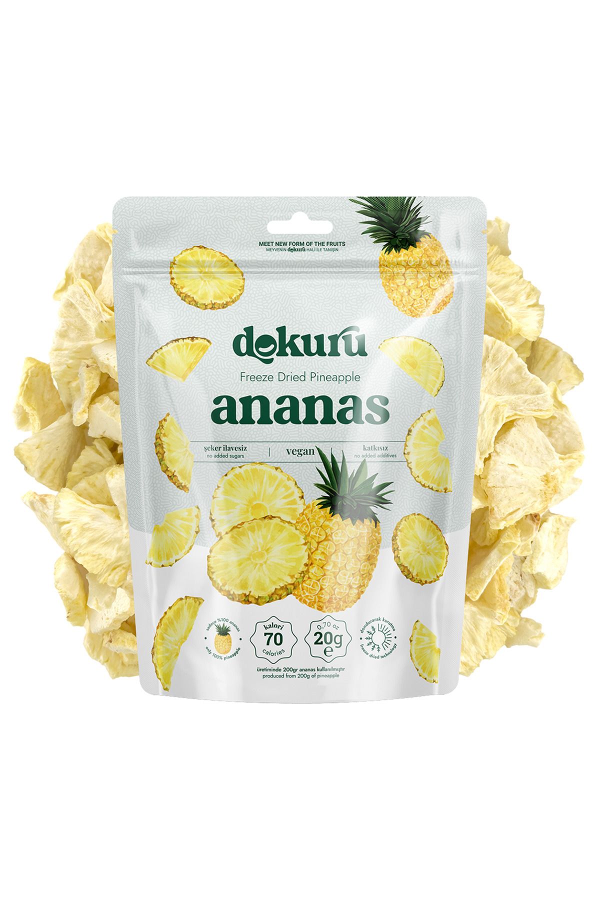 Ananas Kuru Meyve Cipsi - Dondurularak Kurutulmuş Freeze Dried Çıtır Ananas