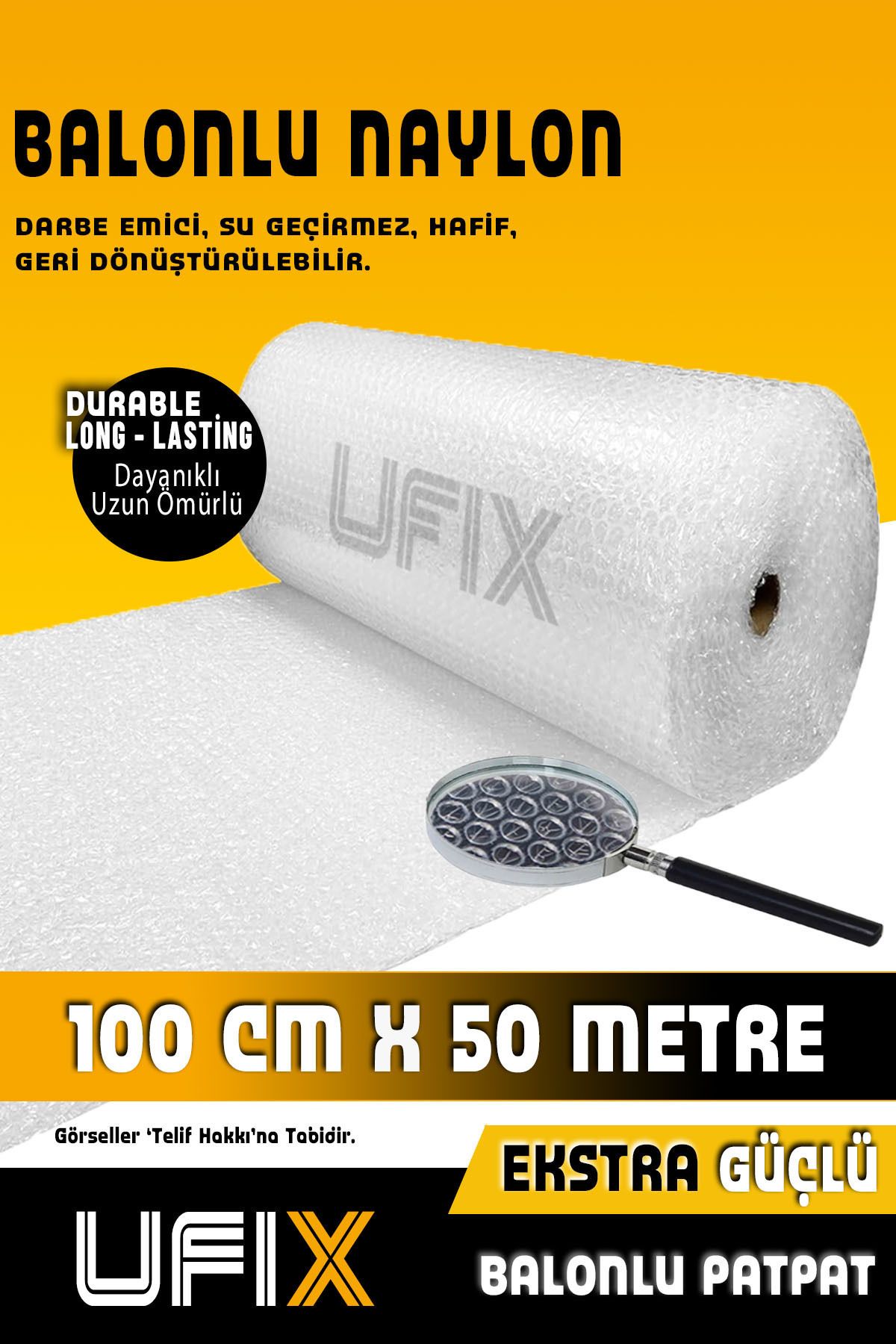 Balonlu Naylon 100cm X 50 Metre 1. Kalite Kalın Havalı Naylon Balonlu Naylon Pat Pat Pıt Pıt