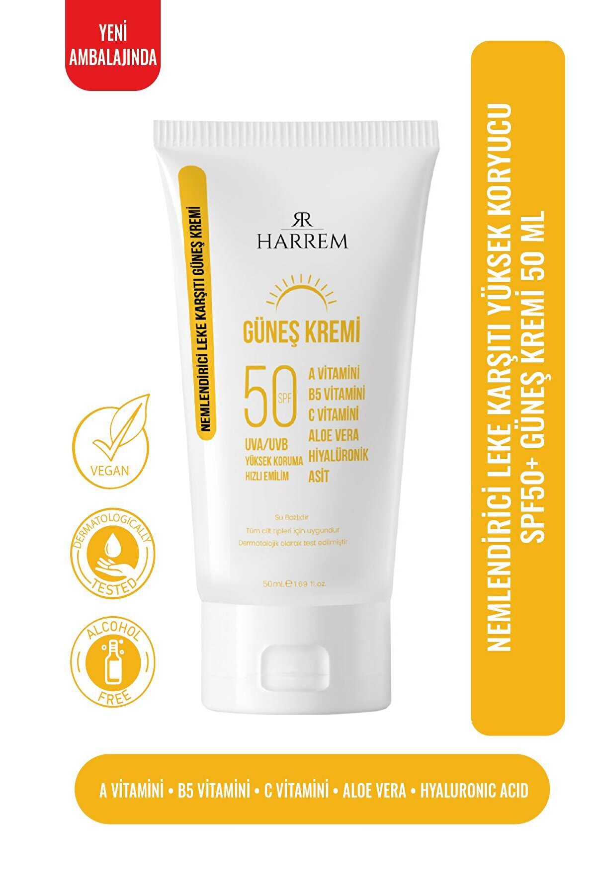 Leke Karşıtı Aydınlatıcı & Spf50 Yüksek Koruma, Gül Mayası Özlü, Nemlendirici Güneş Kremi 50ml