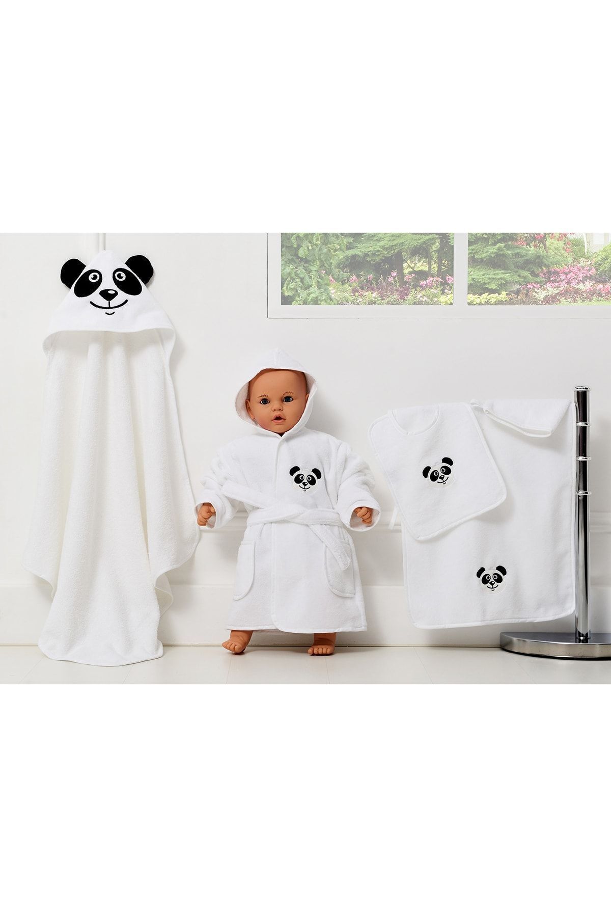 5 Parça Bebek Bornoz Seti  Panda