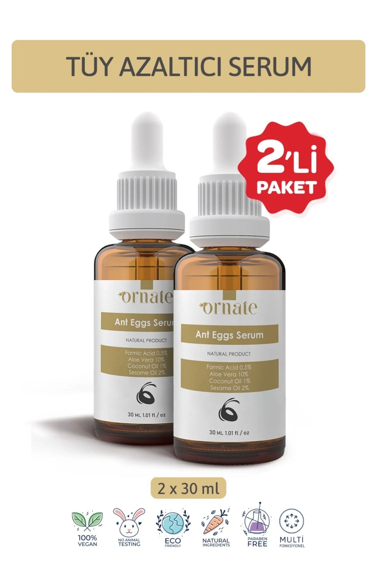Karınca Yumurtası Yağı Tüy Azaltıcı Ve Dökücü Nemlendirici Serum 2'li Süper Set 30ml