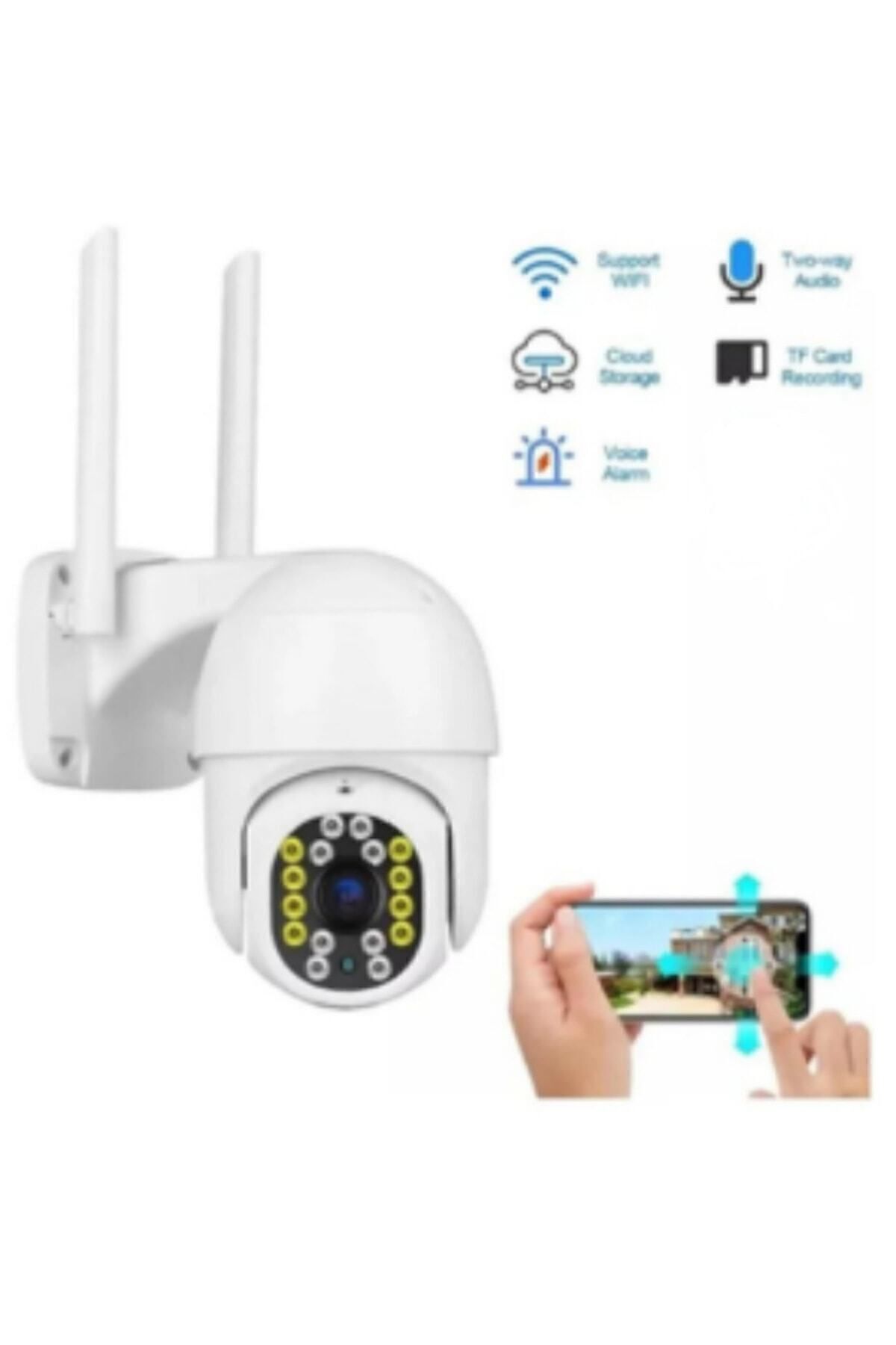 360 Derece Yönlendirilebilir Wifi Ip Su Geçirmez Iç Dış Mekan Kamera 32 Ledli 1080p Hd