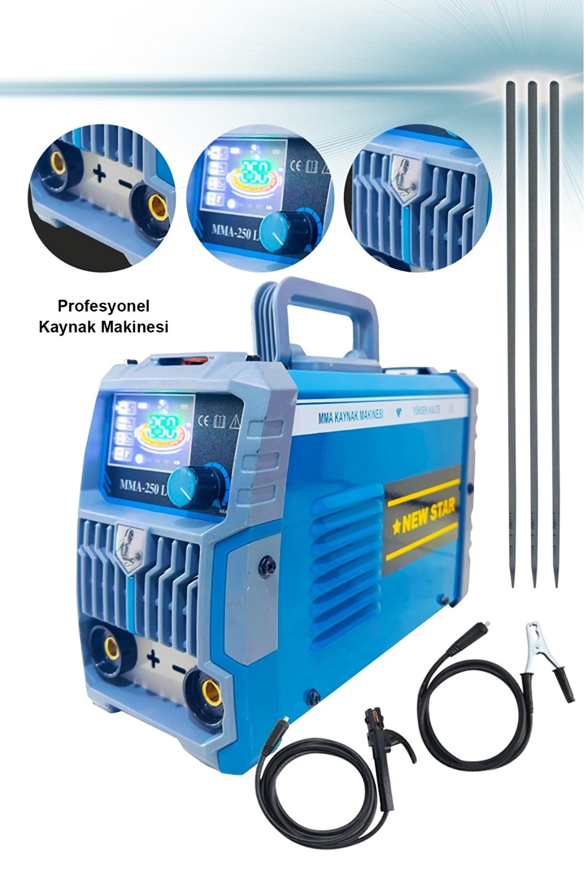 Inverter Dijital Göstergeli Kaynak Makinası 250i Amper 2,5 3 Çubugu Sorunsuz Eritir