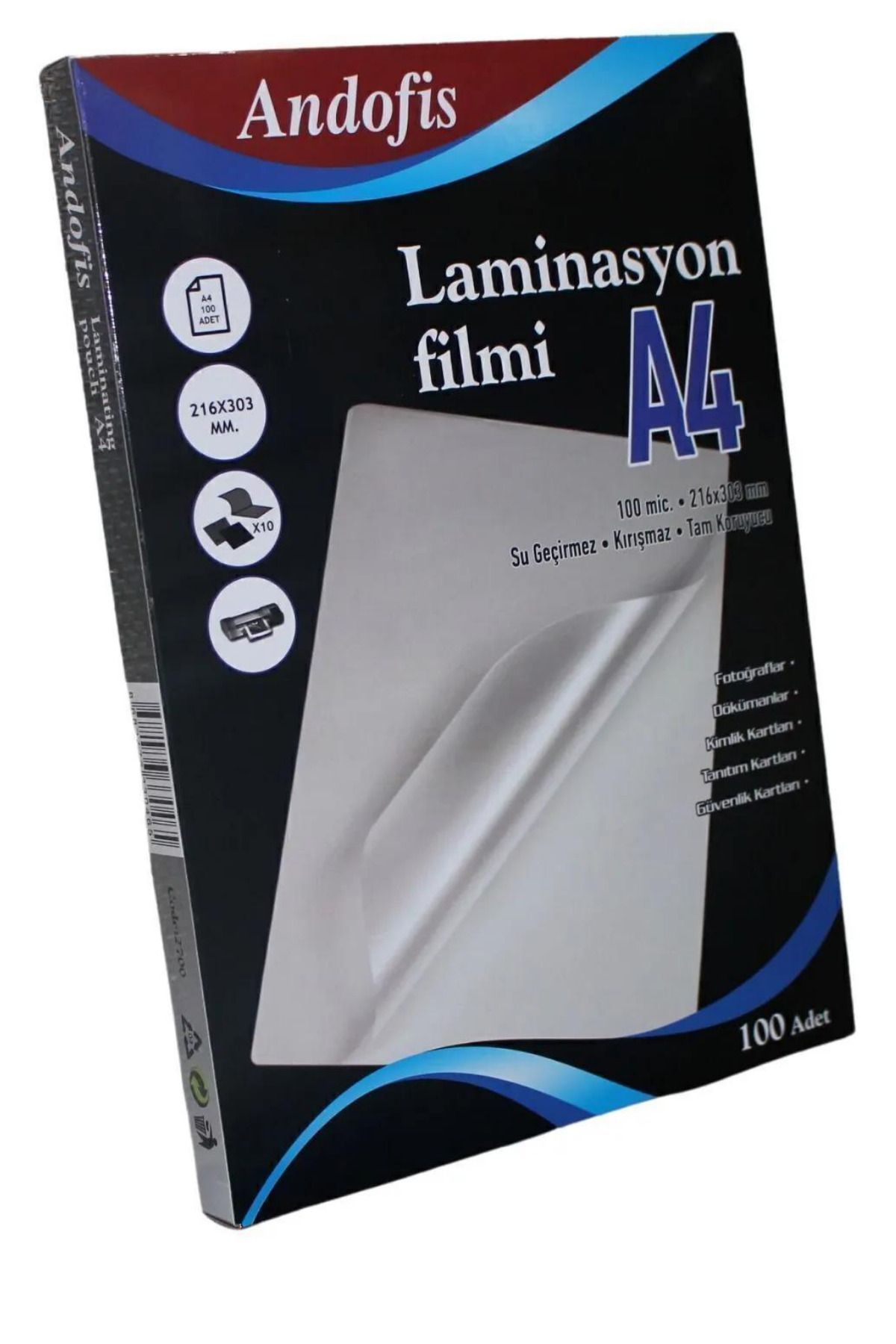 Laminasyon Filmi Parlak A4 100 Micron 100'lü Paket