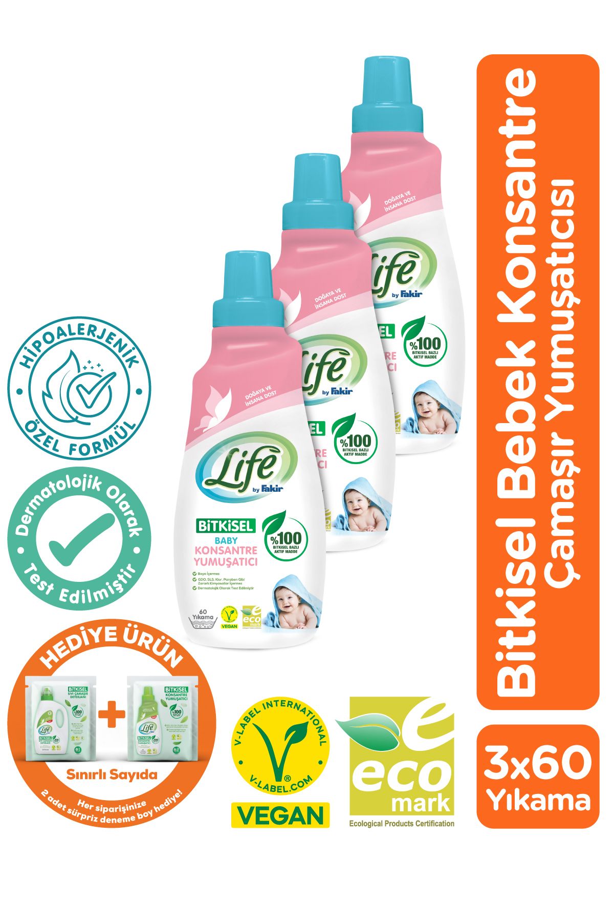 Bitkisel Bebek Çamaşır Yumuşatıcısı 1500 ml X 3 Adet