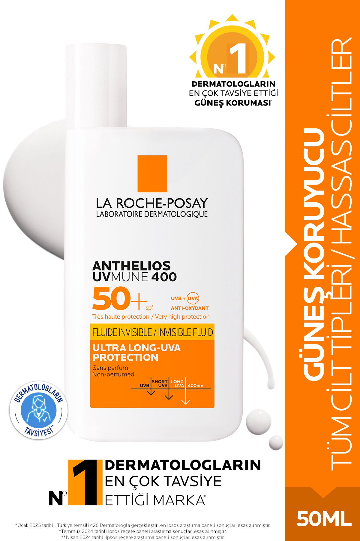 Anthelios Uvmune 400 Invisible Fluid Spf50+ Güneş Koruyucu 50 ml- Tüm Cilt Tipleri
