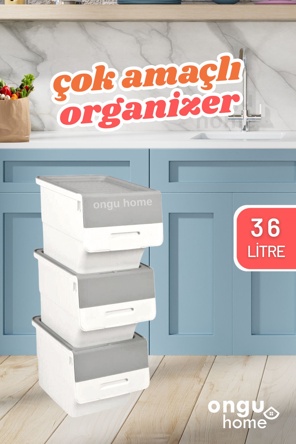Organizer Çok Amaçlı Kutu Tekerlekli Patateslik Sebzelik Soğanlık Kutusu Oyuncak Kutusu(36 LİTRE)