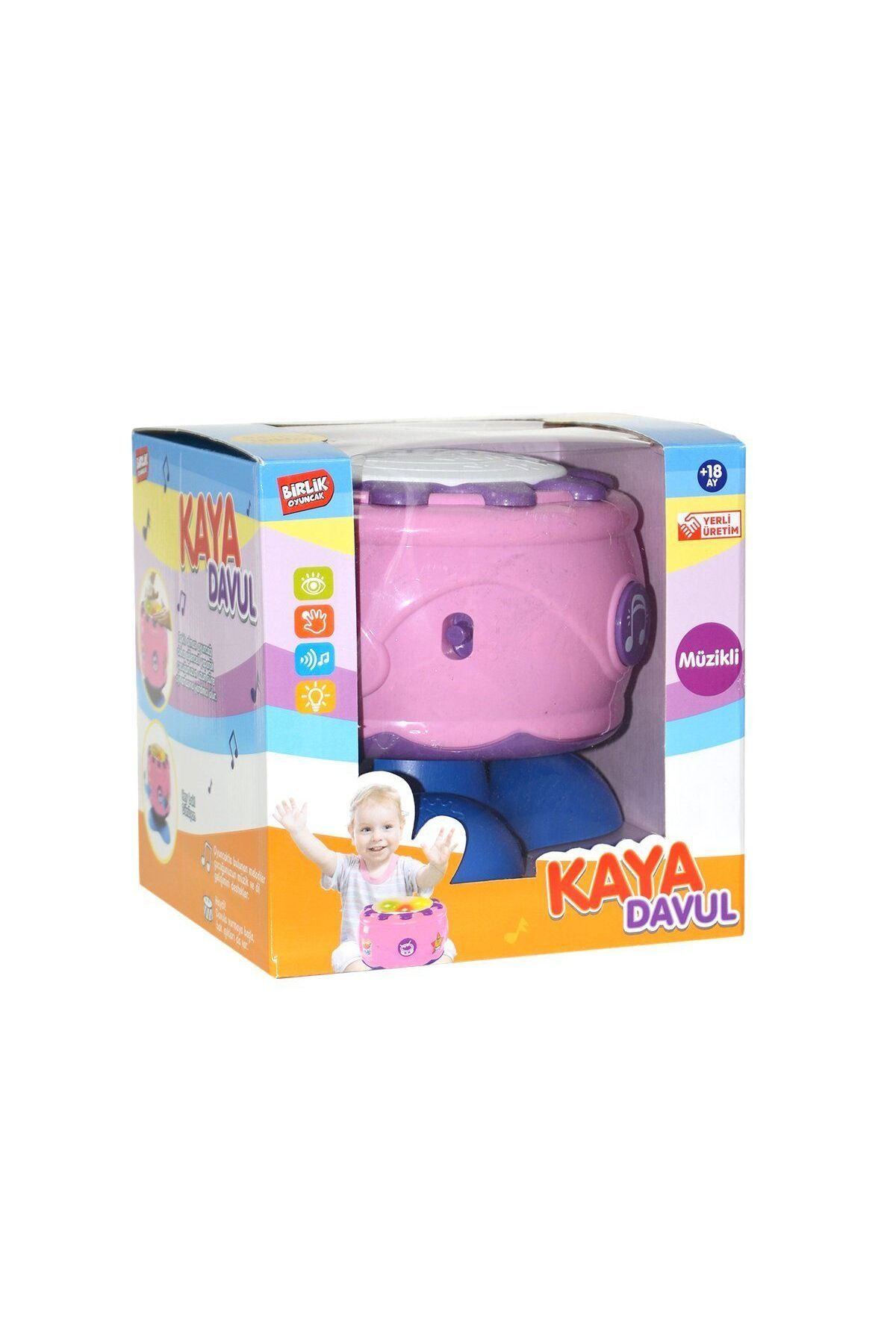 Urt009-02 Pil.ışikli Sesli Kaya Davul- Pembe
