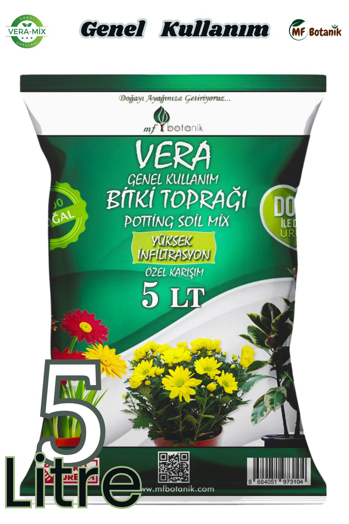Veramix Genel Kullanım Özel Karışım Iç Ve Dış Mekan Bitki Toprağı 5 Litre Çiçek Toprağı Toprak Harcı