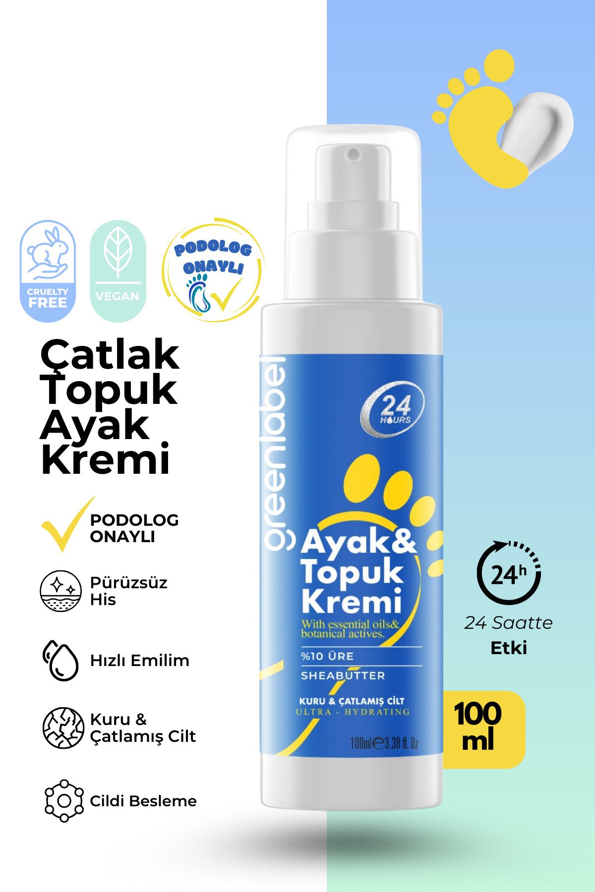 Ayak Ve Topuk Çatlak Bakım Kremi %10 Üre Shea Butter Içeren Onarıcı Krem 100 ml
