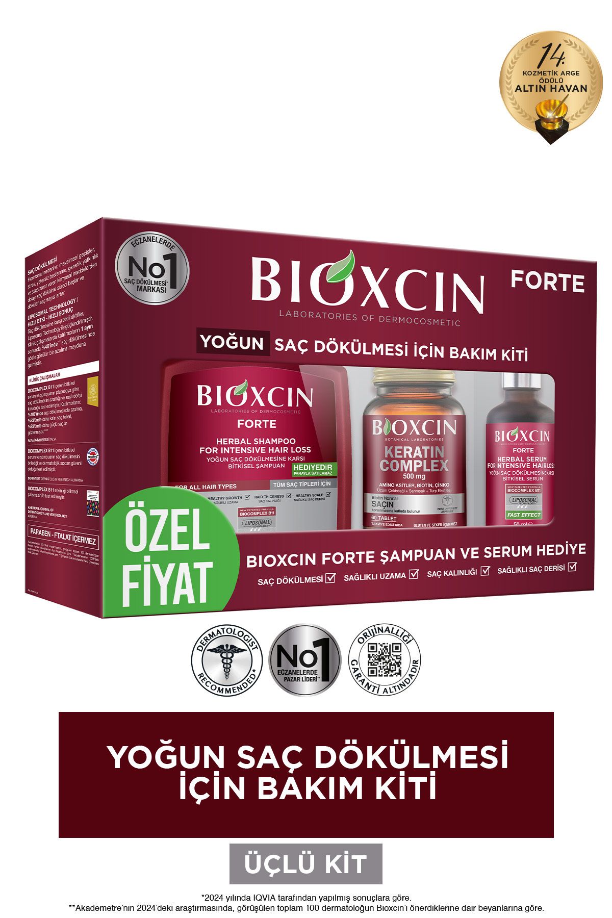 Forte Yoğun Bakım Kiti (Tablet-Şampuan-Serum) Yoğun Saç Dökülmesi Seti