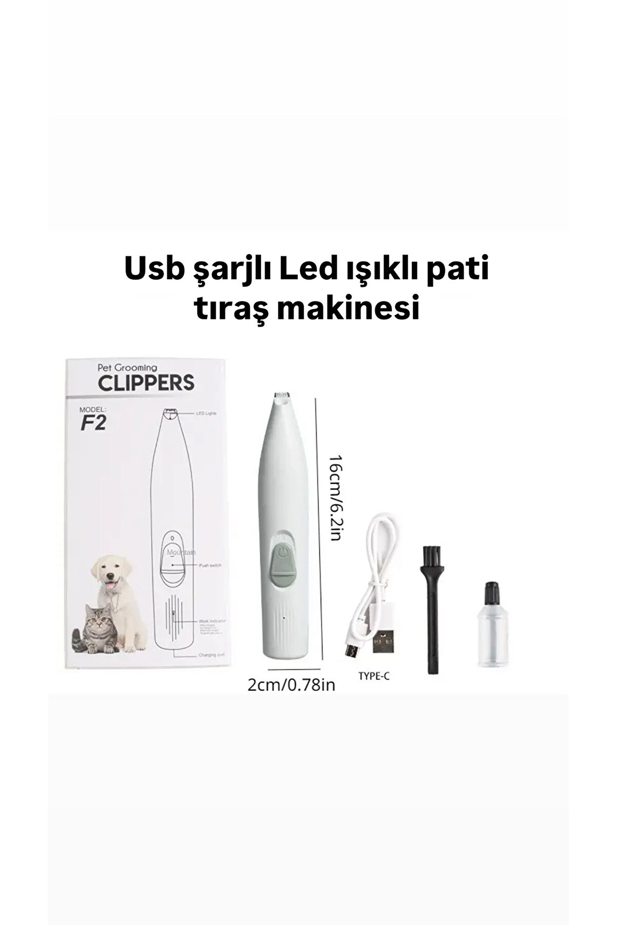 Kedi Ve Köpekler Için Profesyonel Tıraş Makinesi(PATİ VE HASSAS BÖLGELER) Usb Şarjlı