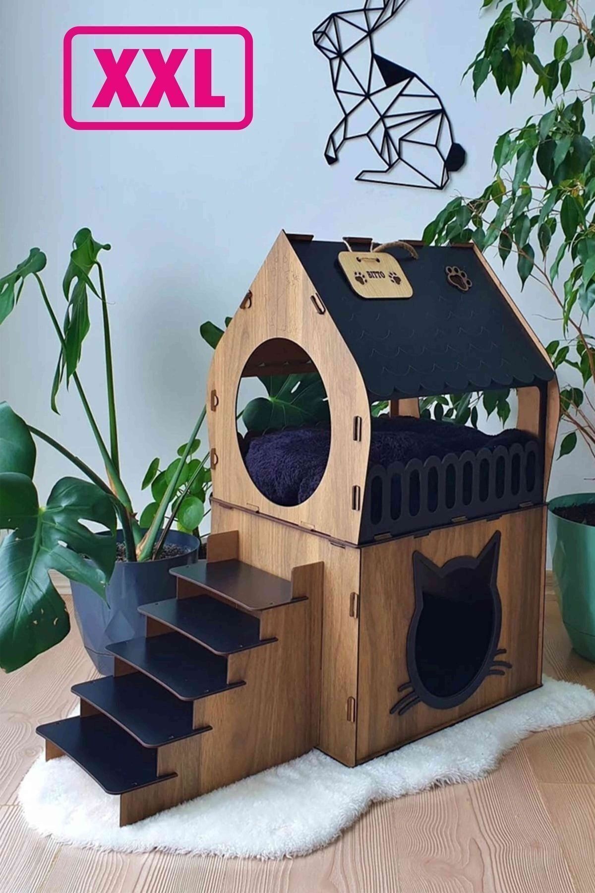 Büyük Kedi Evi Xxl Teraslı Kedi Evi 5kg Ve Üzeri Kediler Için