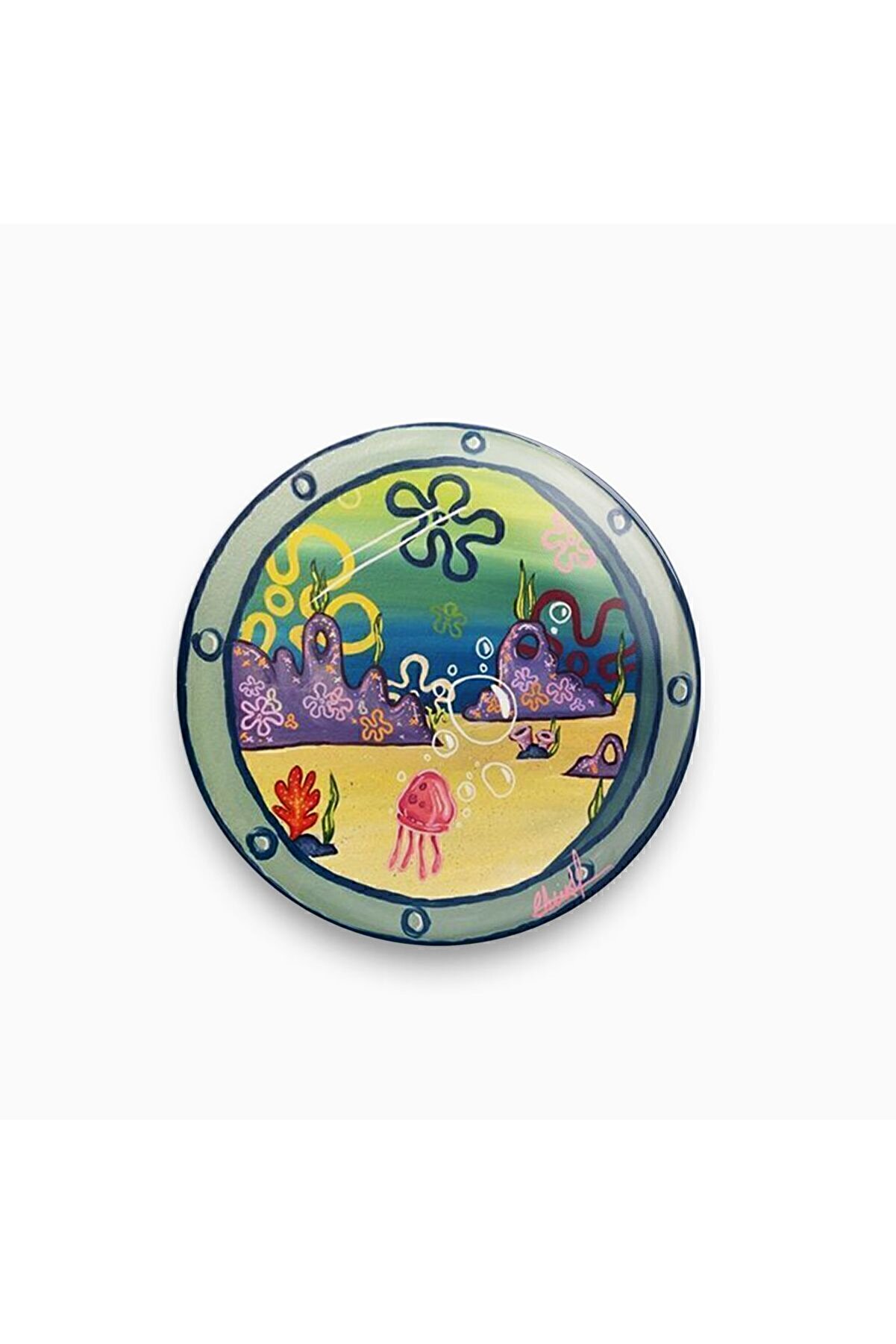 Sponge Bob Pencere Şeklinde Rozet