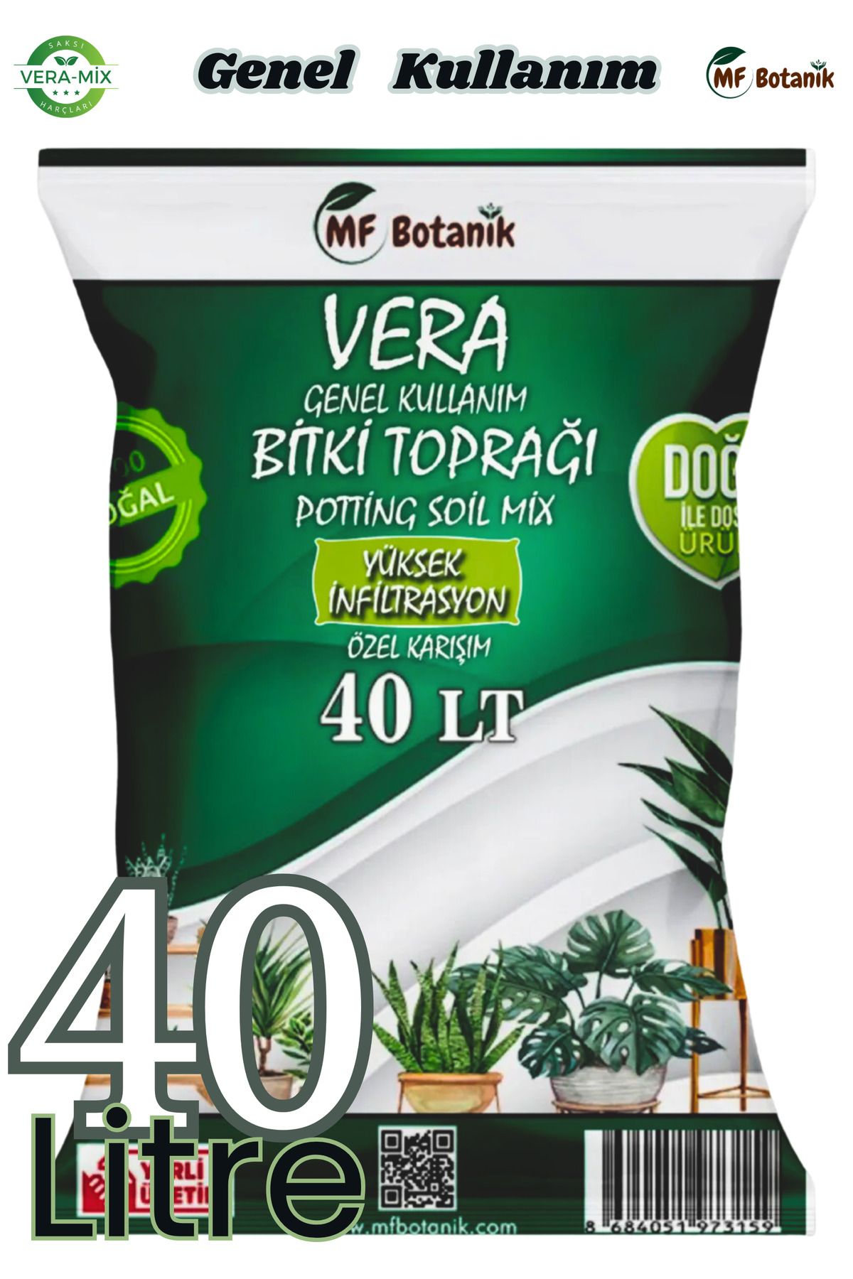 Veramix Özel Karışım Saksı Harcı Ithal Torf - Cocopeat Bitki Toprağı 40 Litre