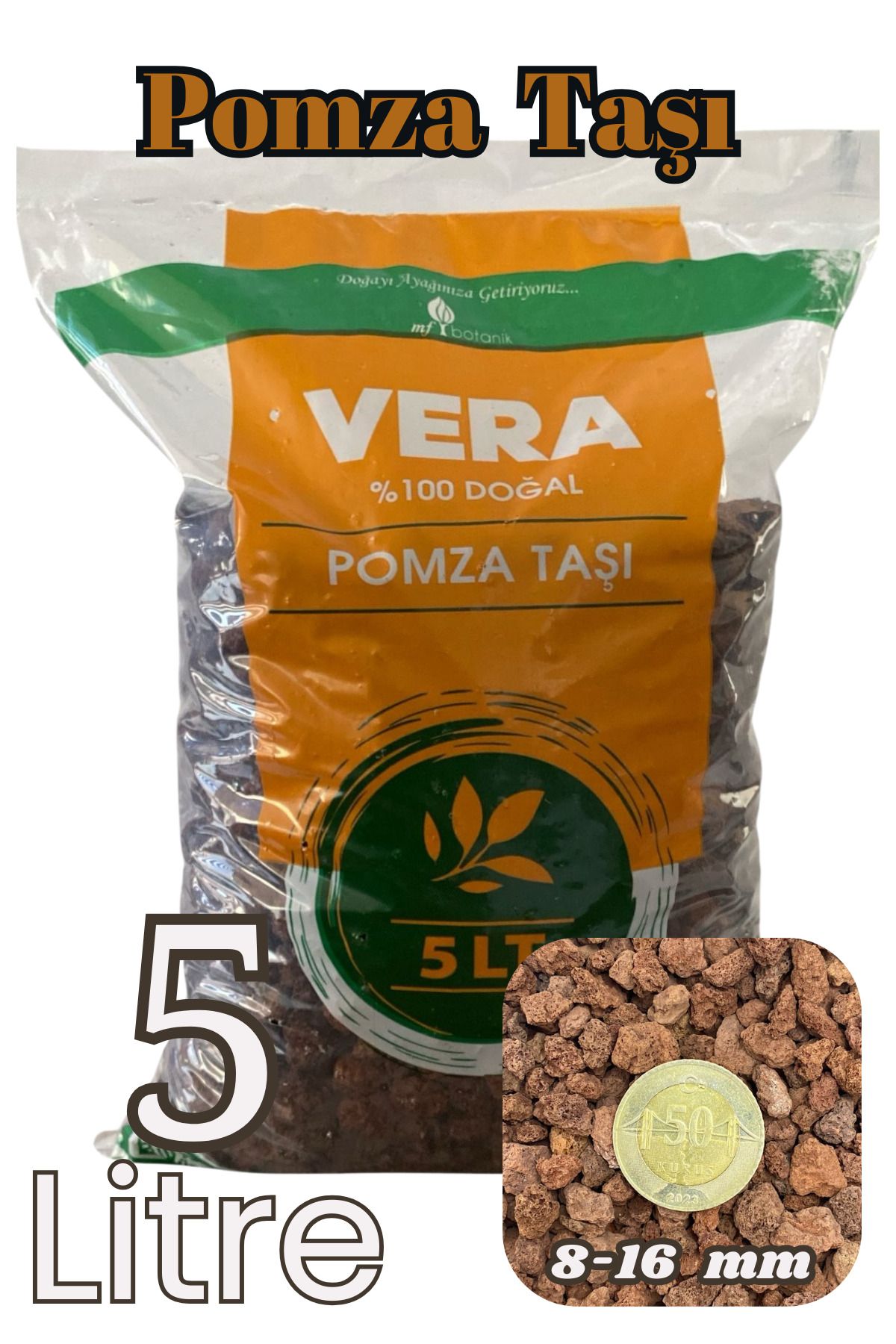 Kırmızı Pomza Taşı 8-16 Mm 5 Litre Volkanik Cürüf Ponza Lav Kırığı