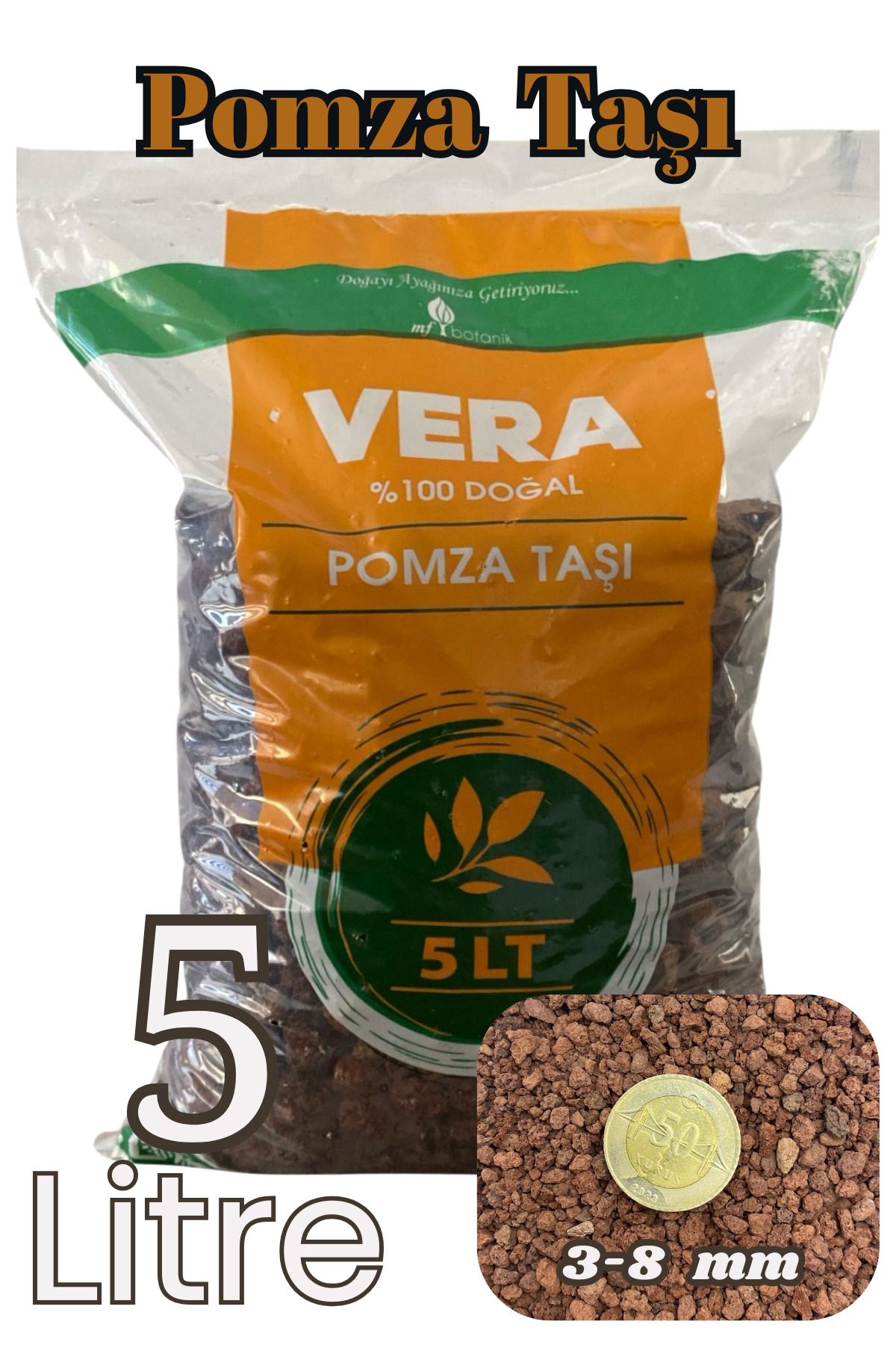 Kırmızı Pomza Taşı 3-8 Mm 5 Litre Volkanik Cürüf Ponza Lav Kırığı