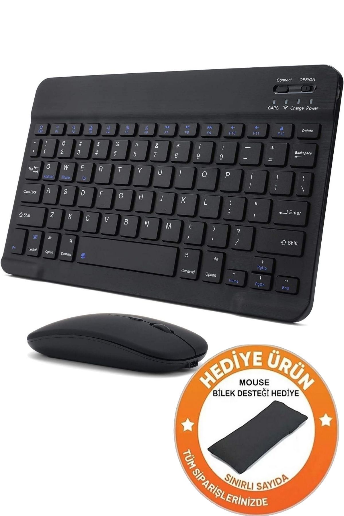 Kablosuz Şarjlı Bluetooth Klavye Mouse Seti Ultra Slim Tablet Telefon Windows Uyumlu