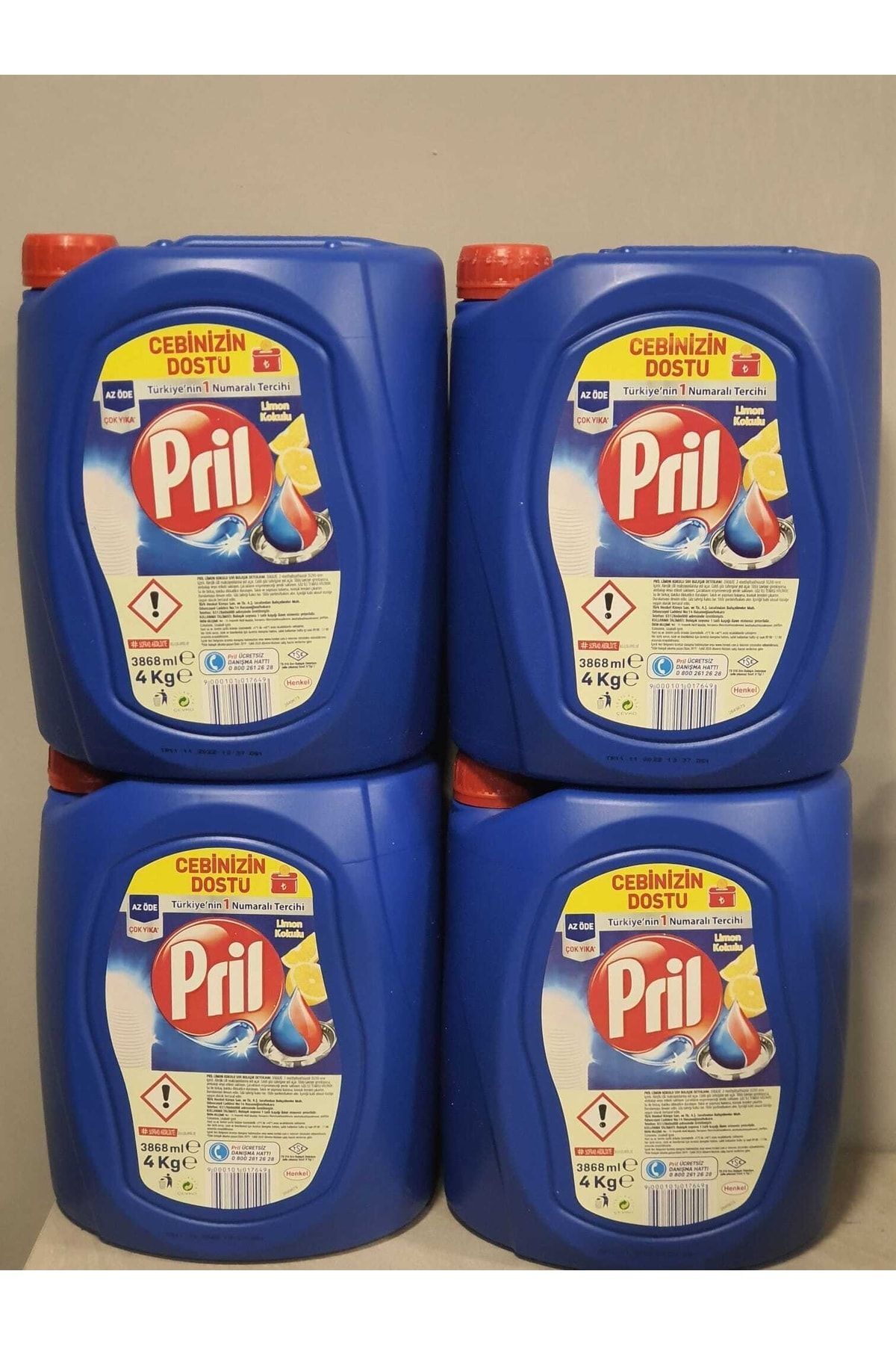 Elde Bulaşık Deterjanı Üç Etkili Güç Limon 4 Kg X 4 Adet