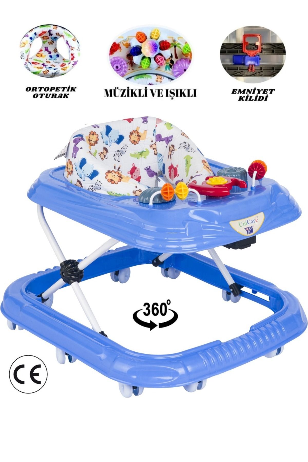 Müzikli Ve Işıklı 3 Kademeli Oyuncaklı Bebek Yürüteci
