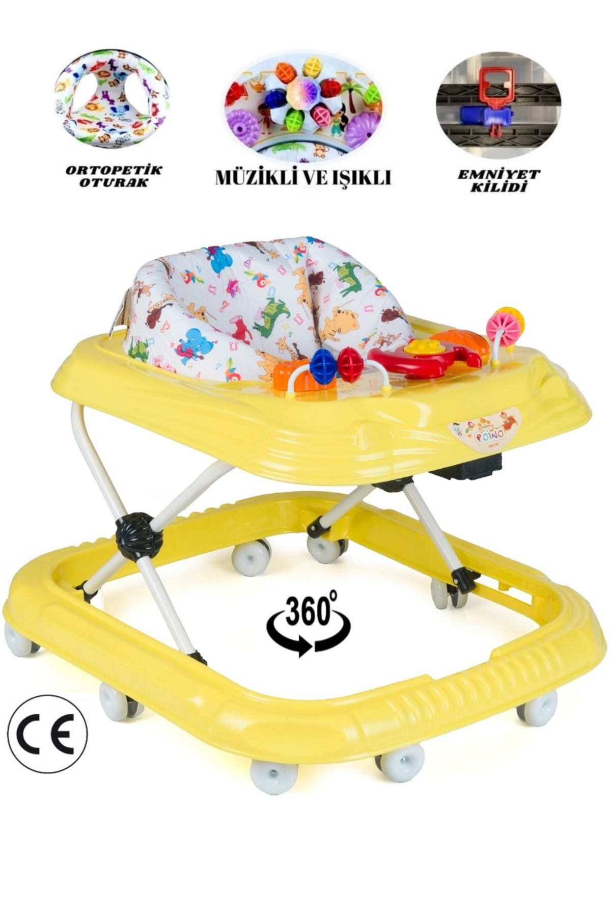 Müzikli Ve Işıklı 3 Kademeli Oyuncaklı Bebek Yürüteci