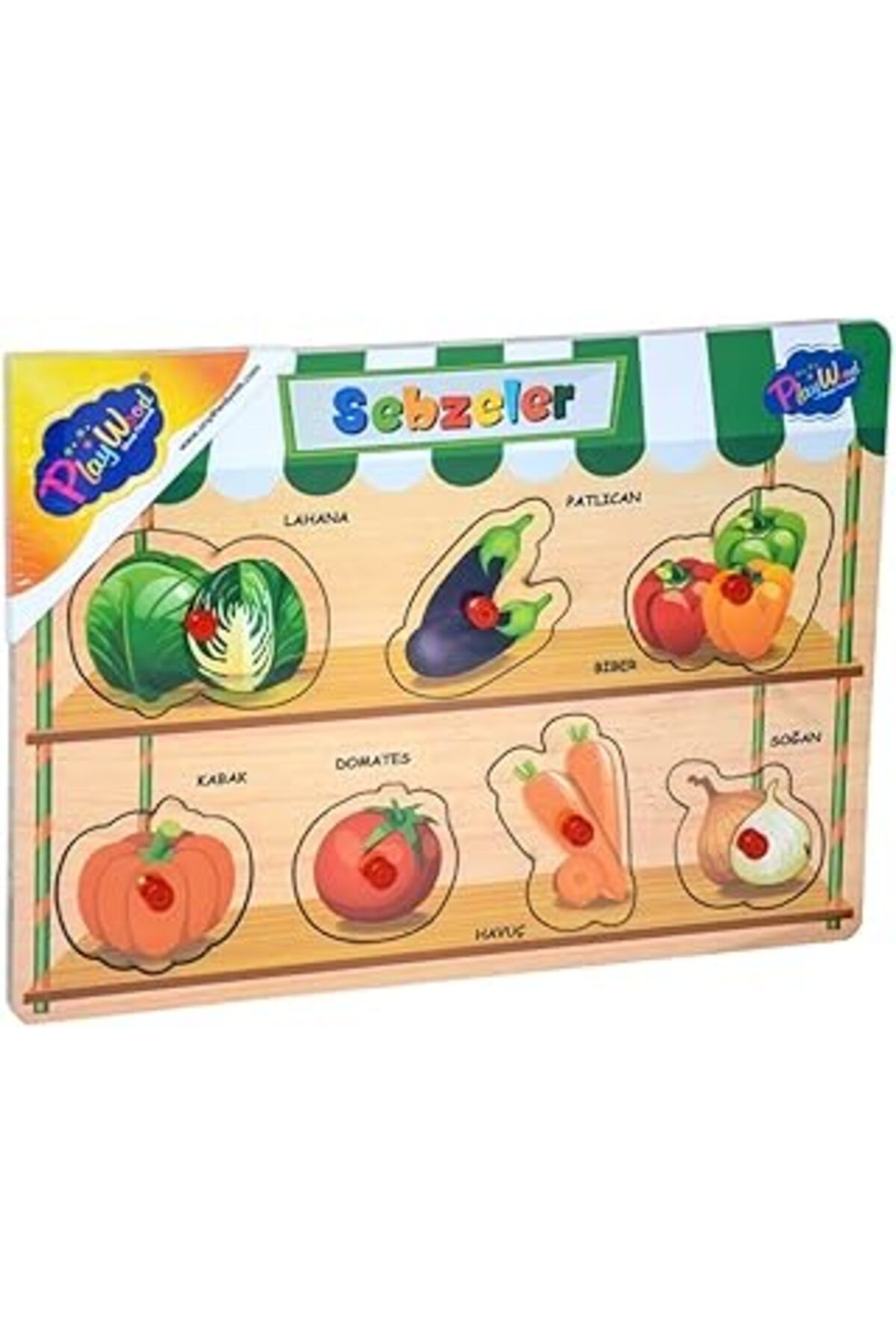 Playwood Ahşap Tutmalı Puzzle Sebzeler Ve Meyveler