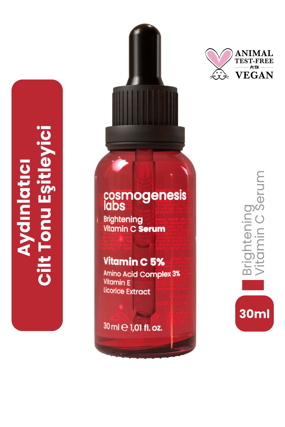 C Vitamini Serum 30ml – Aydınlatıcı, Pürüzsüzleştirici, Ince Çizgi Azaltıcı Vegan (%5 VİTAMİN C)