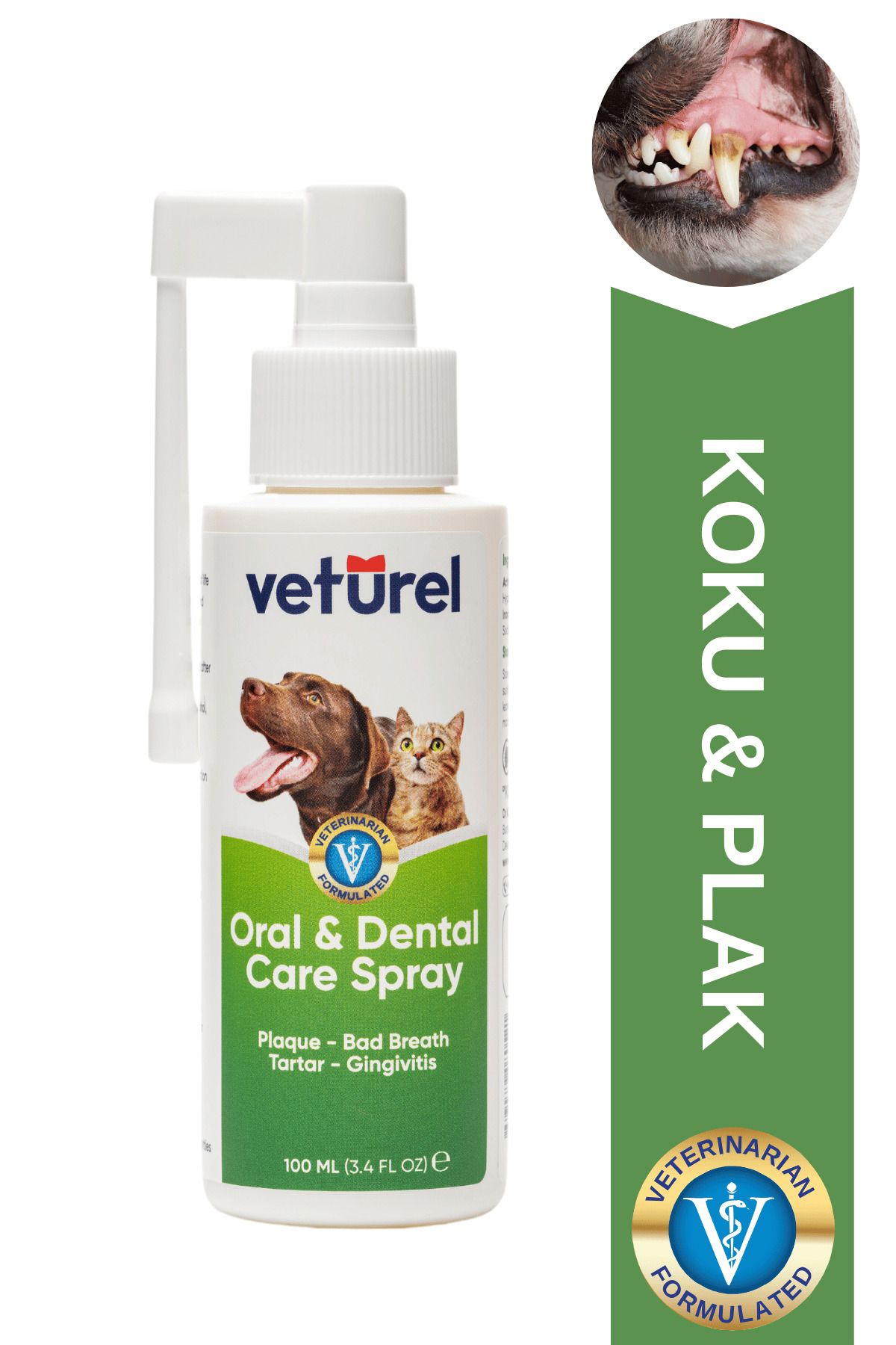 Ağız Ve Diş Bakım Spreyi 100ml Kedi Ağız Bakımı Köpek Ağız Kokusu Diş Eti Yarası Enfeksiyonu