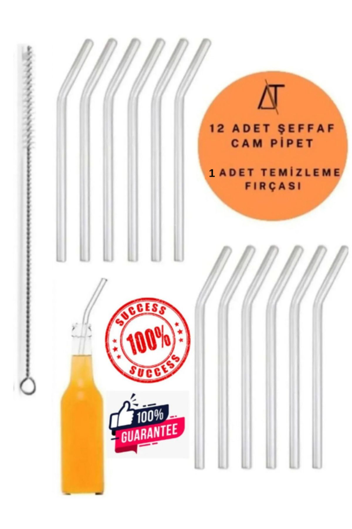 12'li Cam Pipet Ve 1 Adet Temizleme Fırçası Seti 1. Kalite / 9 Mm