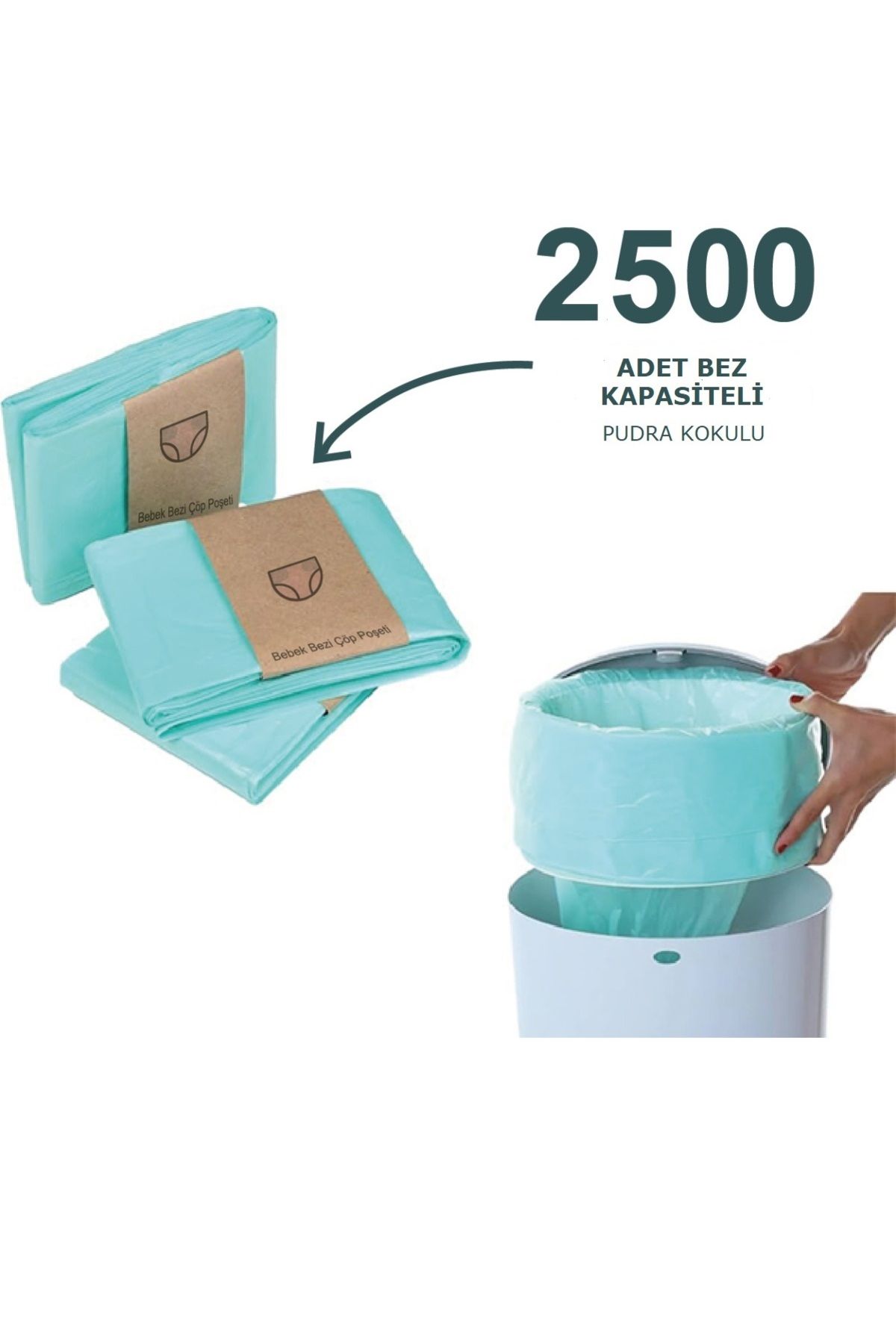 16l Çöp Kutuları Ile Uyumlu 2500 Bebek Bezi Kapasiteli 5 Paket Yerli Çöp Poşeti