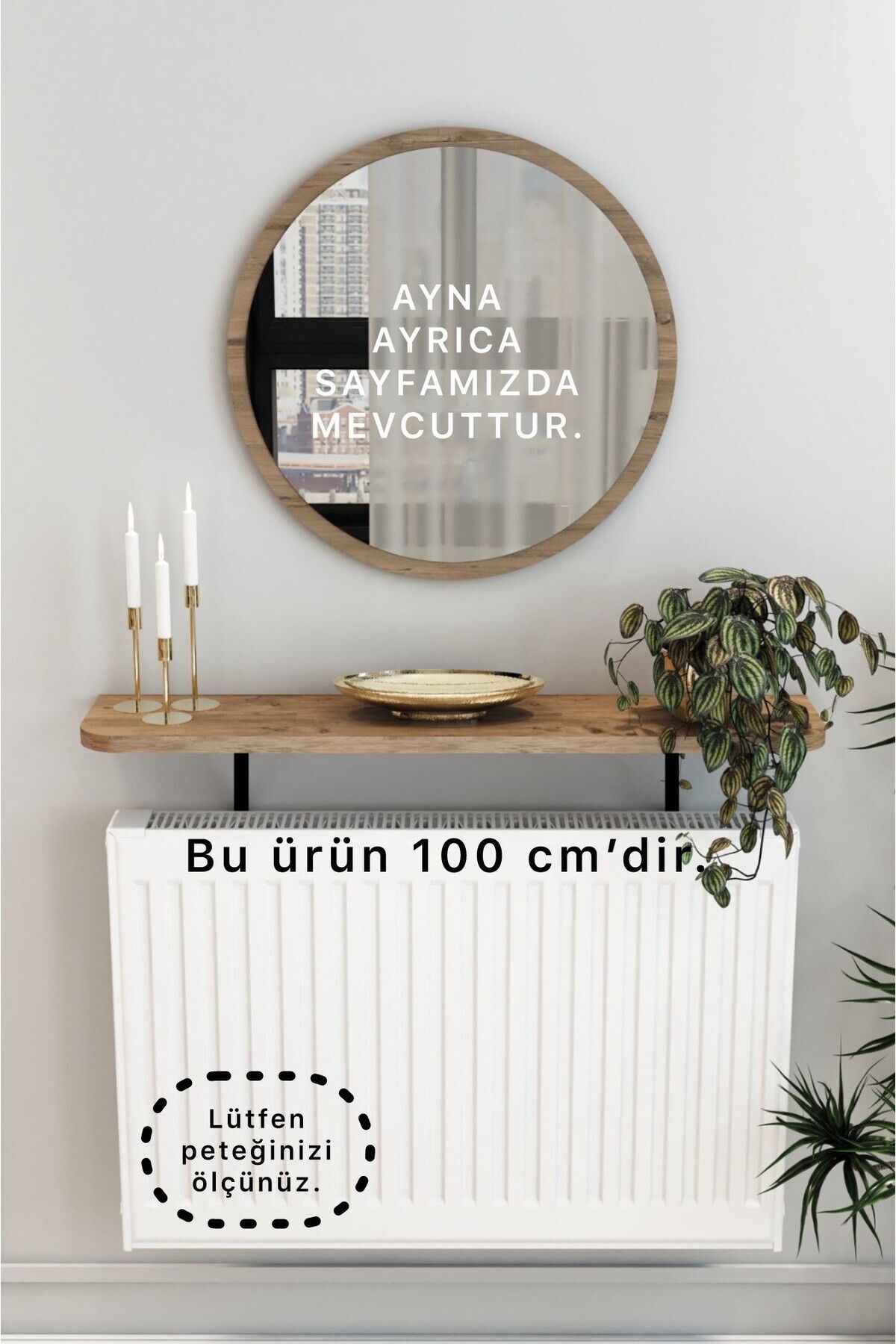 Atlantik Çam Petek Üstü Tak Çıkar , Uçan Raf & Dresuar Duvar Montajsız Oval Kesim 100 Cm