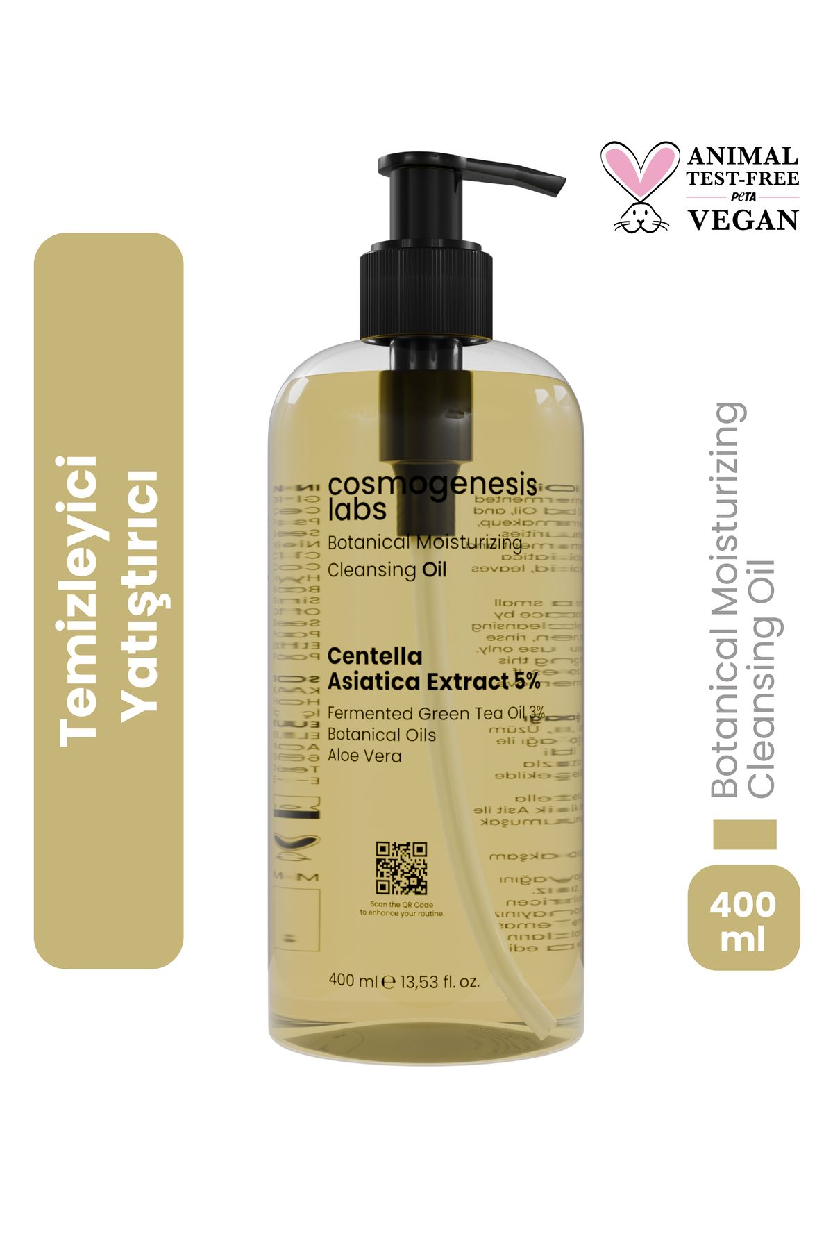 Yüz Ve Makyaj Temizleme Yağı 400ml - Nemlendirici, Sebum Dengeleyici, Cleansing Oil Vegan (%5 CICA)
