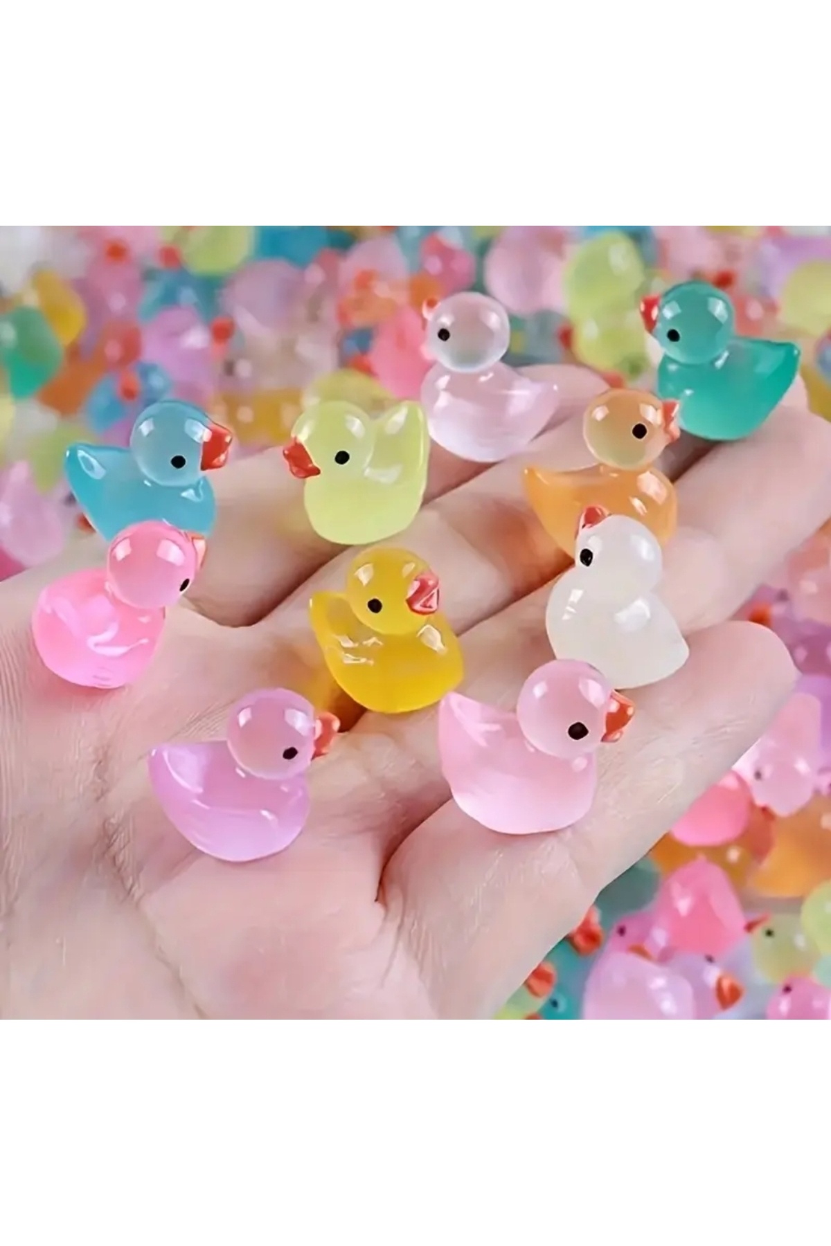 Karanlıkta Parlayan Fosforlu Mini Ördek Seti  Araba Torpido Teraryum Akvaryum Süsü 5 Adet