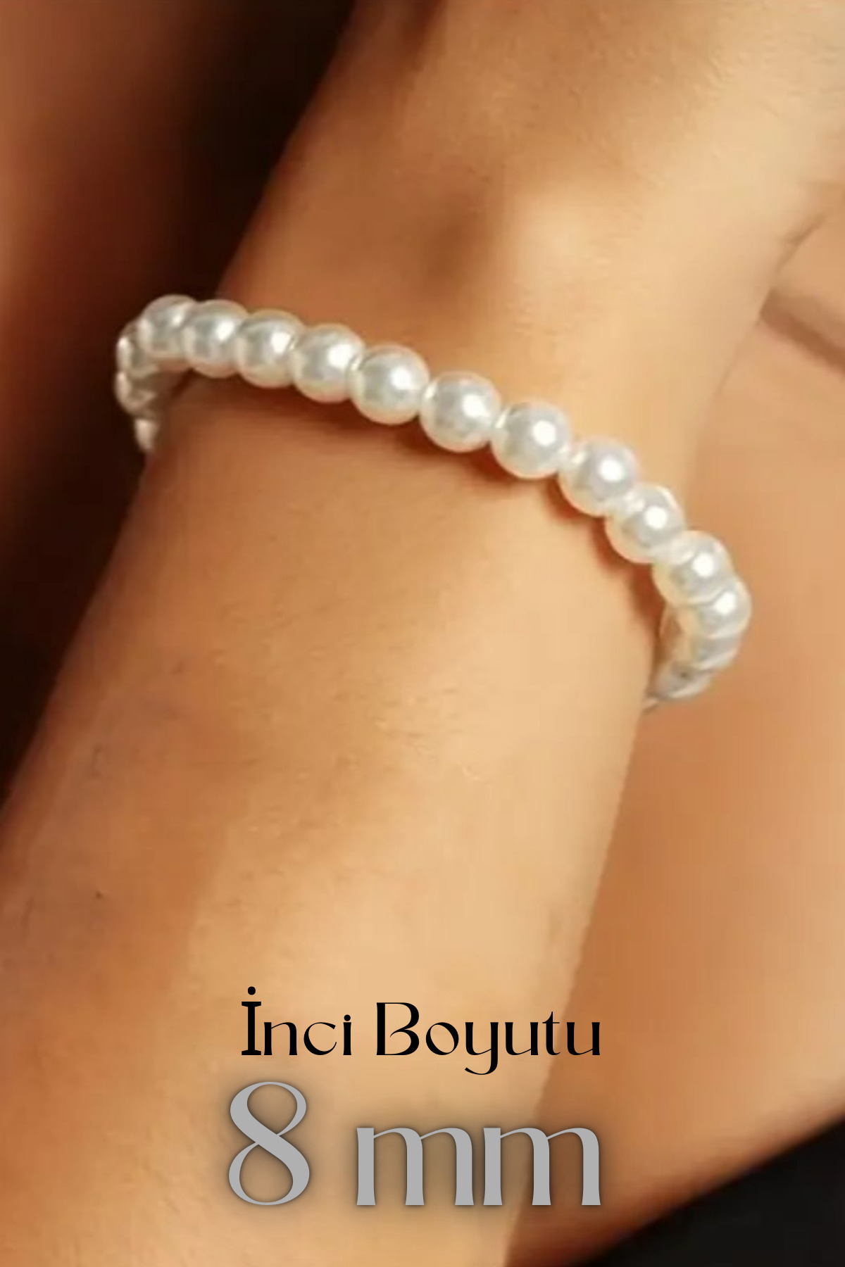 Soyulmayan Esnek Inci Bileklik 8 Mm