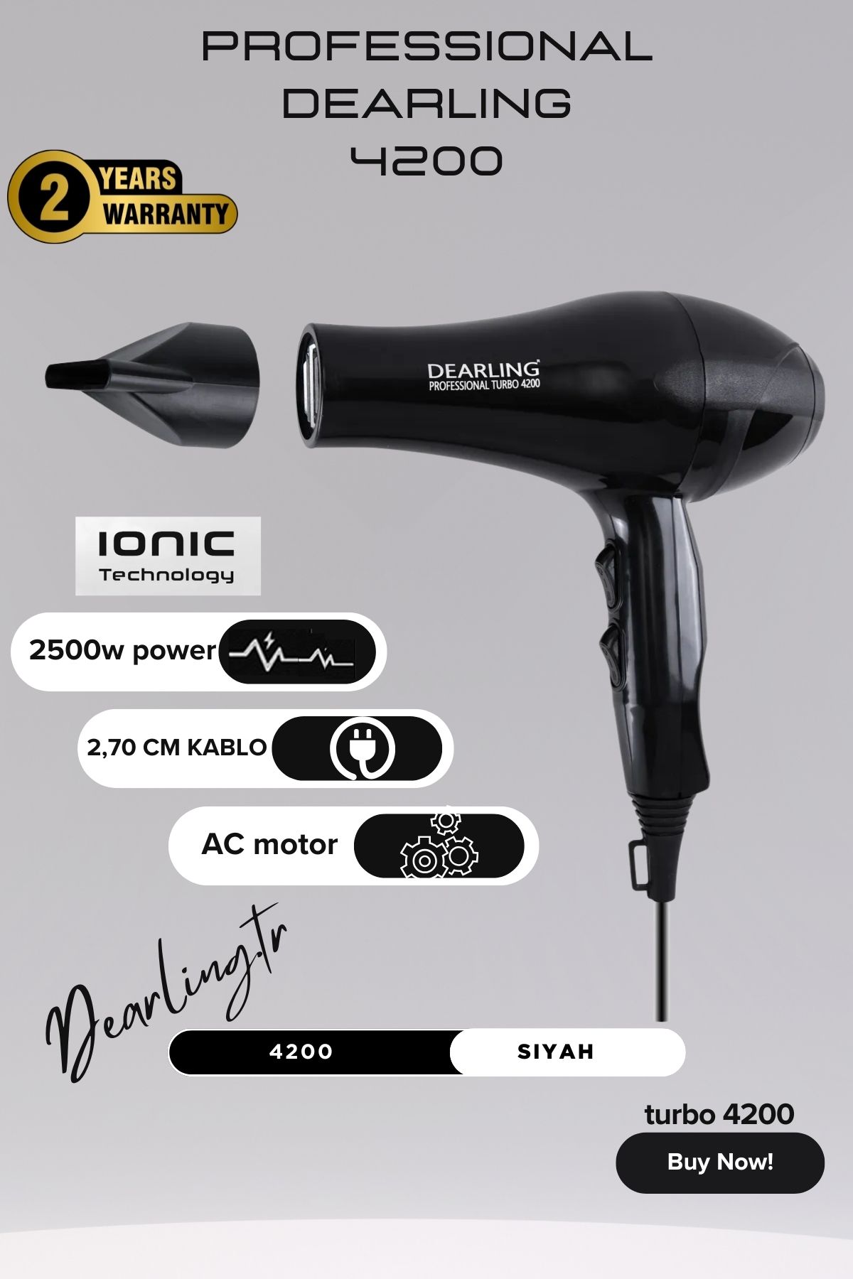 Profesyonel 4200 Saç Kurutma 2500 W Fön Makinesi Saç Düzleştirici (2 YIL GARANTİLİ)