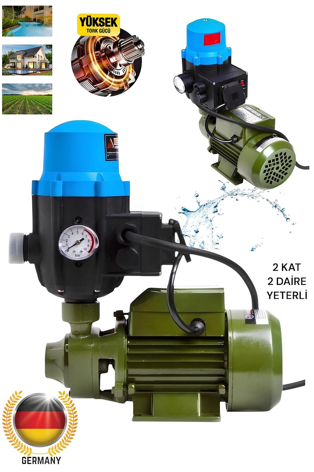 Germany Su Pompası 0.70 Hp 0.55 Kw Paket Hidrofor Otomatik Sistem Su Pompası Qb60