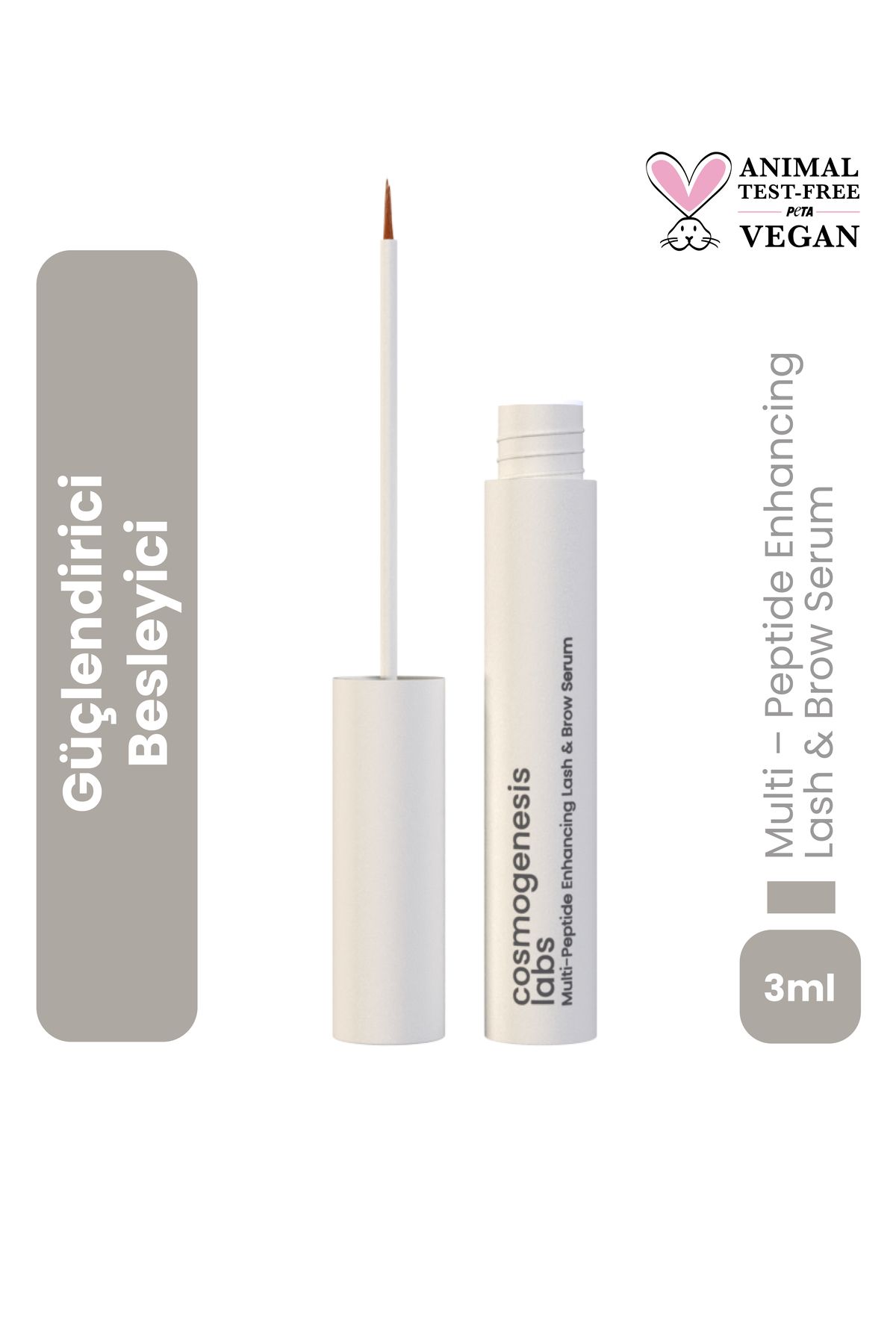 Kaş Kirpik Güçlendirici Serum 3ml – Su Bazlı Besleyici Dolgunlaştırıcı Vegan (%1 BİOTİN- %1 PEPTİT)