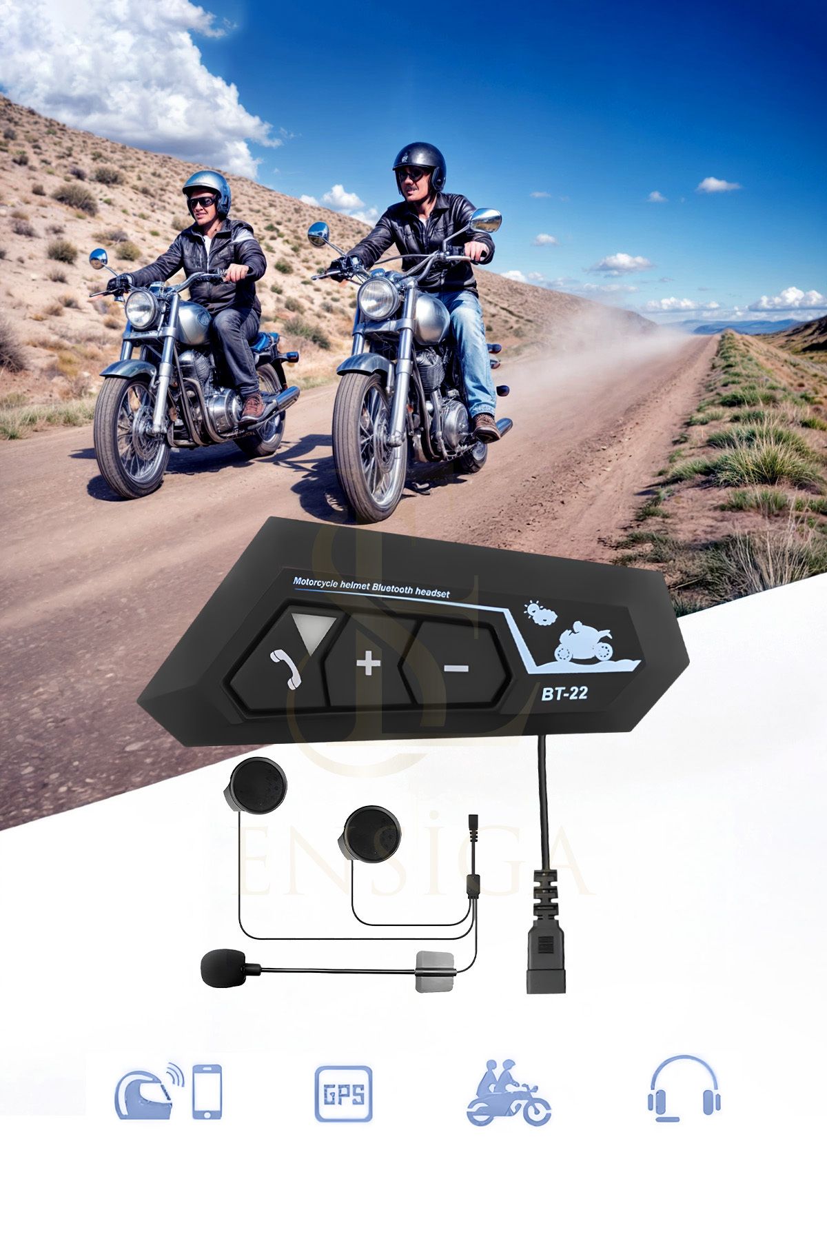 Kask Kulaklık Bt22 Bluetooth Motosiklet Kulaklık 5.0 Bluetooth Intercom Motosiklet Kulaklık