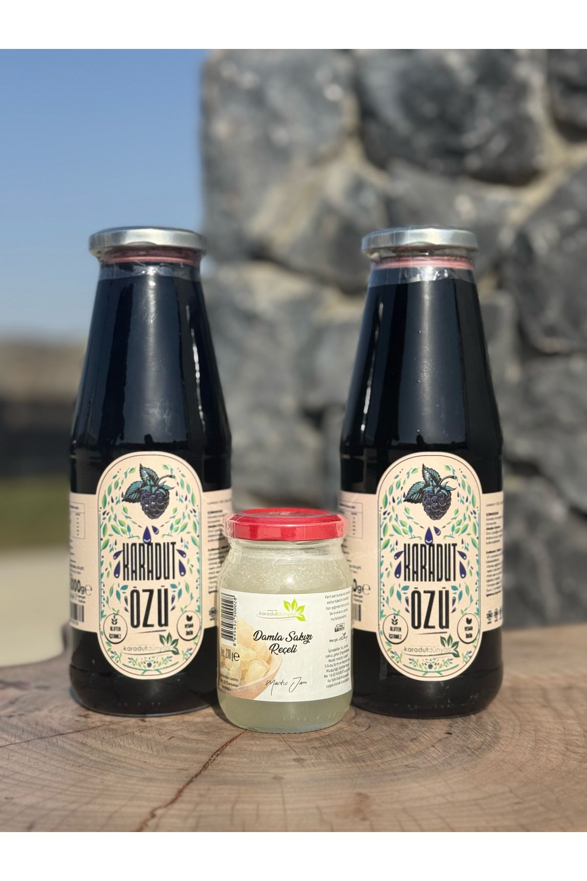 2 Adet Karadut Özü 1000 gr Damla Sakızı Reçeli 240 gr