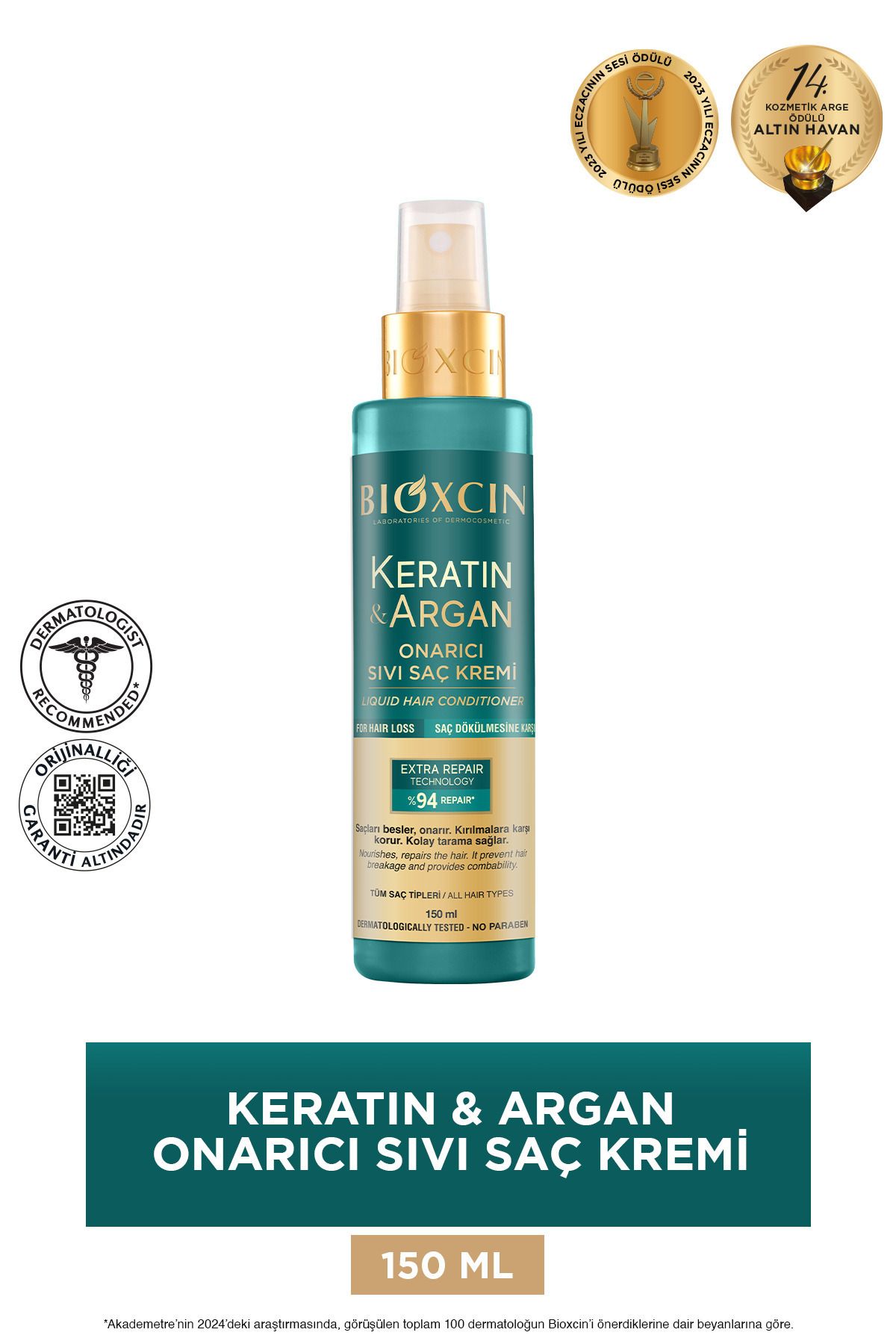 Keratin & Argan Onarıcı Sıvı Saç Bakım Kremi 150 ml - Yıpranmış Ve Hassas Saçlar