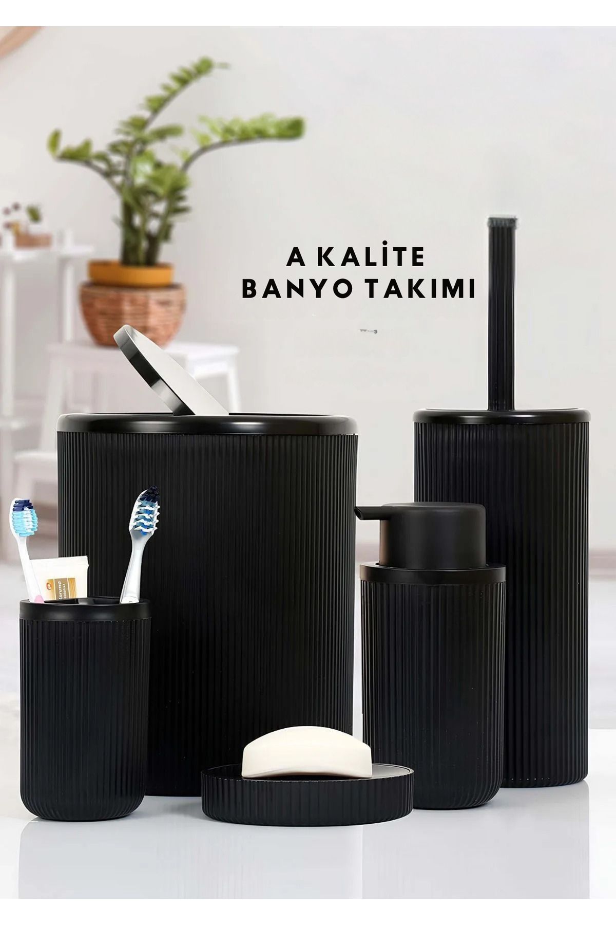 Siyah 5'li Banyo Takımı,banyo Dekorasyonu Için Beşli Set,banyo Aksesuar Ve Düzenleyicileri