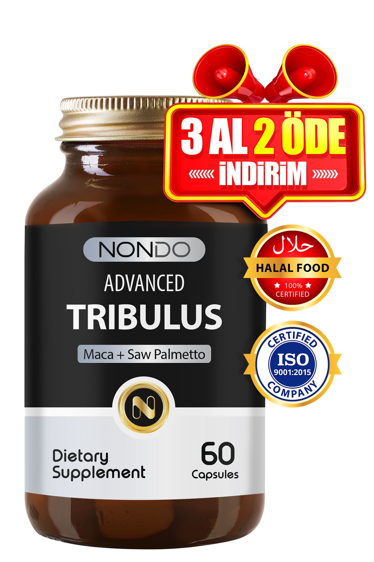 Tribulus 60 Kapsül ( Demir Dikeni, Tribulus Terrestris Saw Palmetto Kore Ginseng Ginko Biloba )