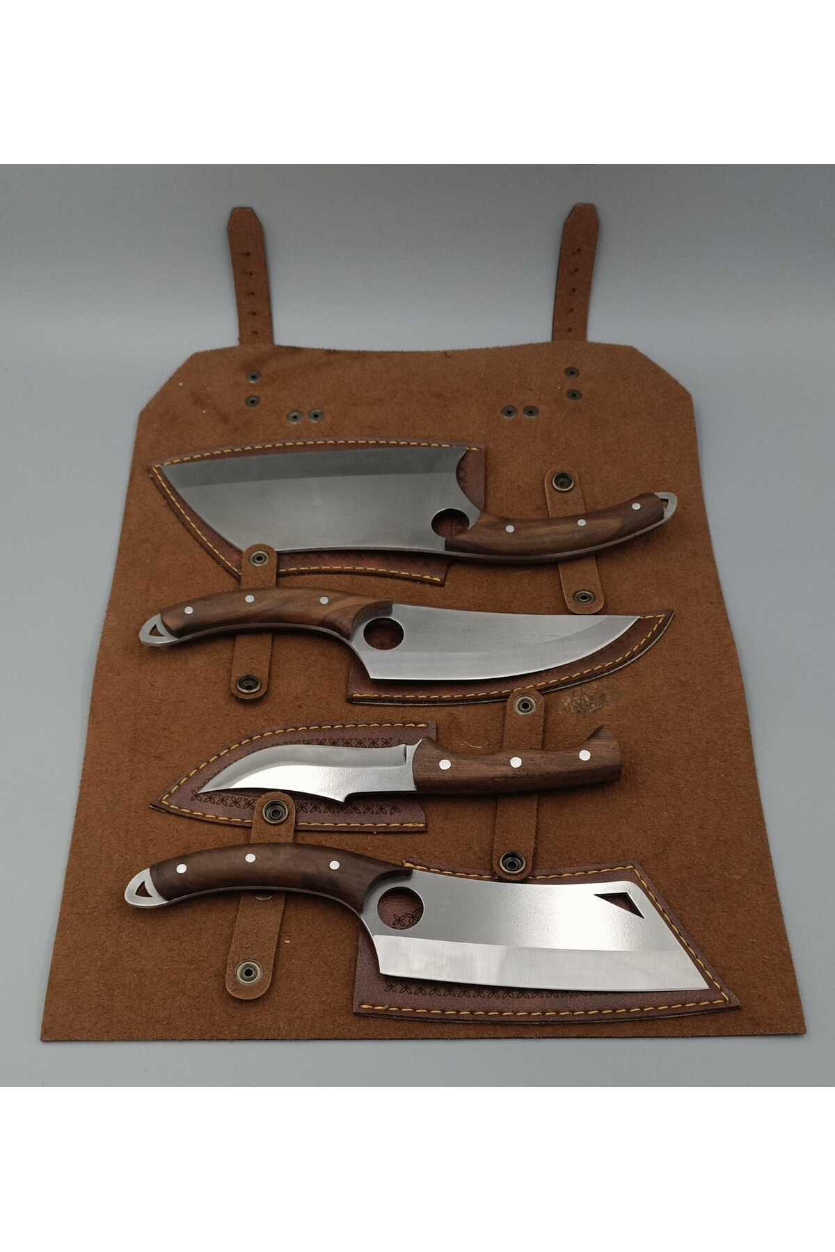 Çantalı Kök Ceviz Saplı 4lü Set